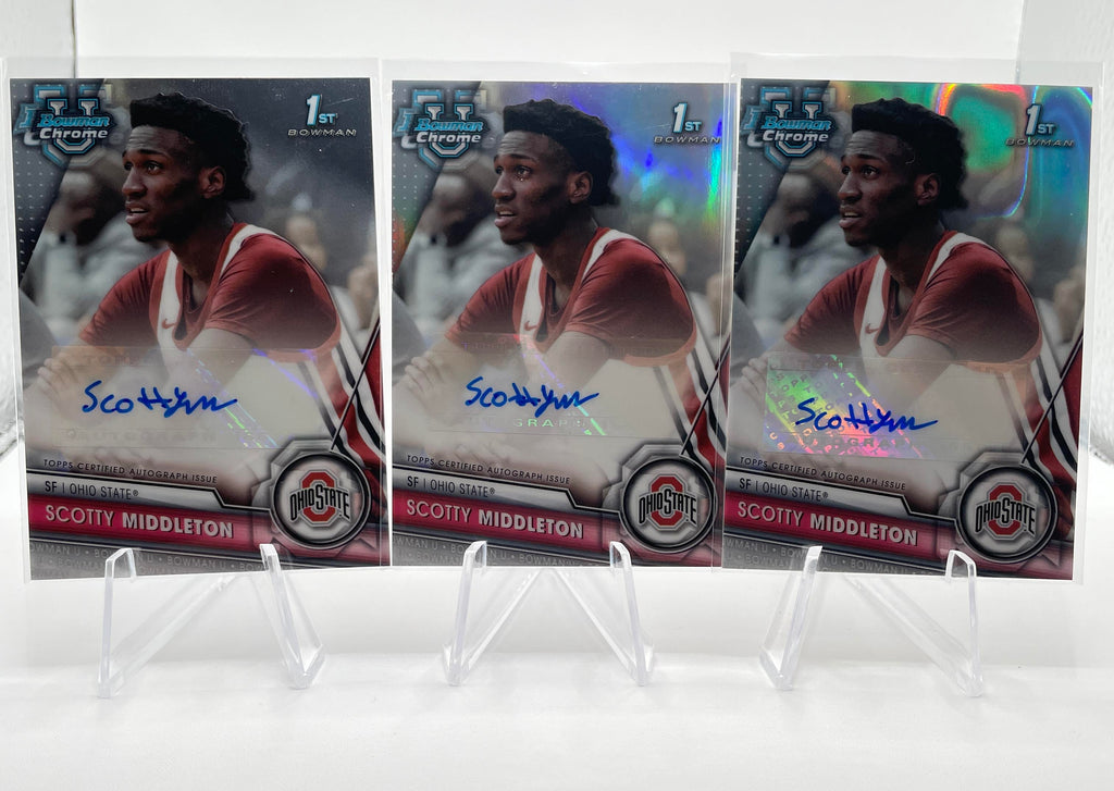 2023-24 Bowman U Chrome Scotty Middleton Wave Refractor Auto /199 /250 Set (x4)