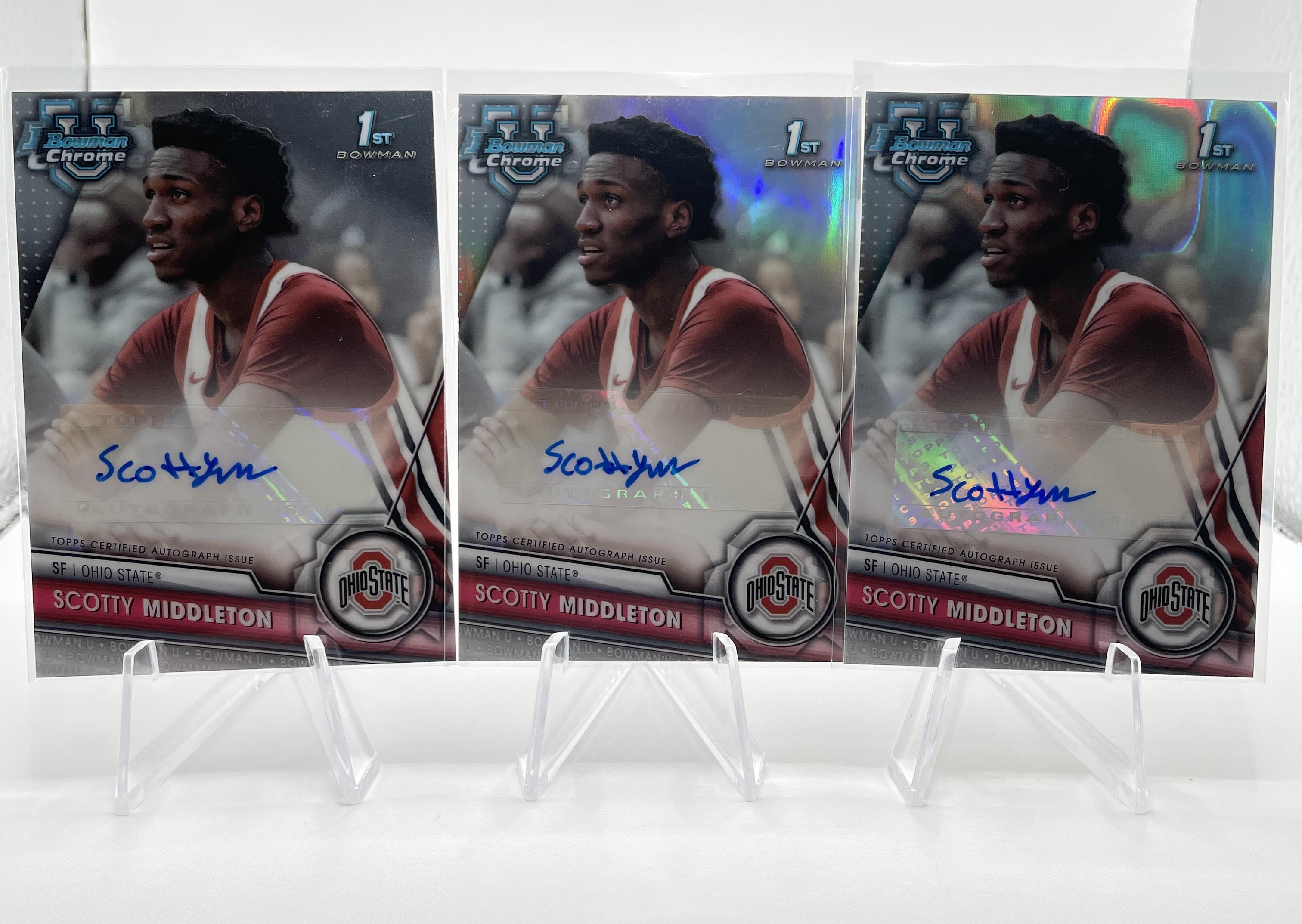 2023-24 Bowman U Chrome Scotty Middleton Wave Refractor Auto /199 /250 Set (x4)