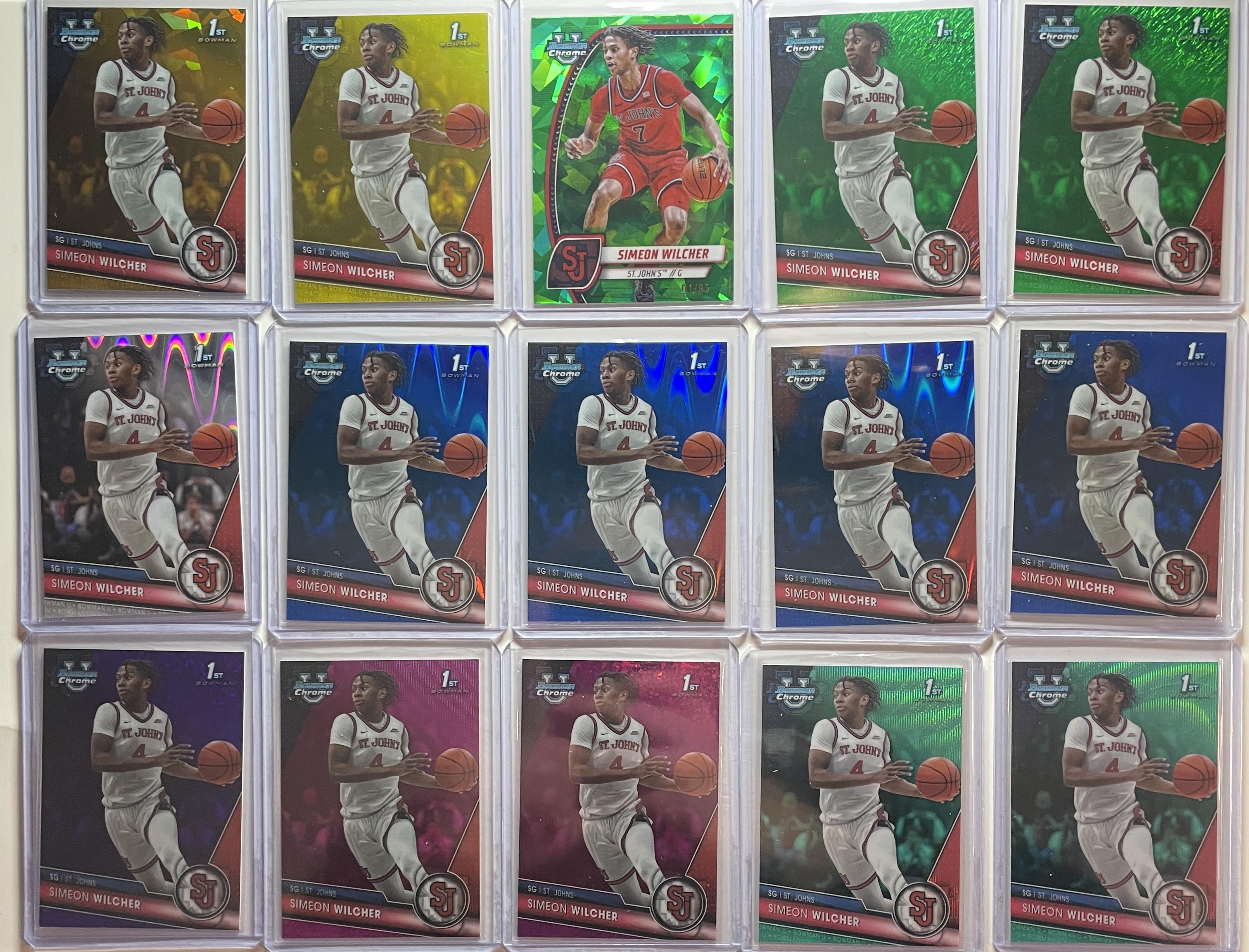 2023-24 Bowman U Chrome Simeon Wilcher Gold /50 Green /99 Yellow /75 Set (x15)
