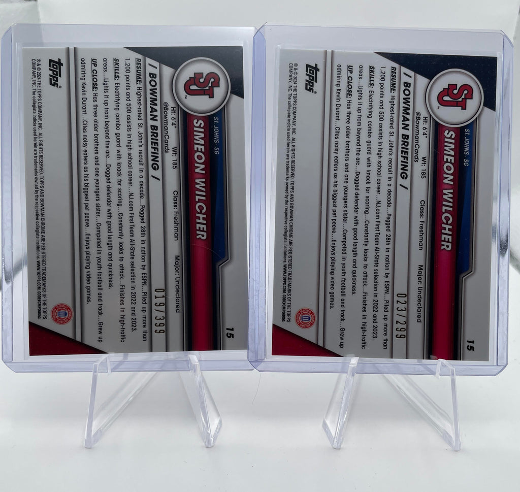 2023-24 Bowman U Chrome Simeon Wilcher Gold /50 Green /99 Yellow /75 Set (x15)