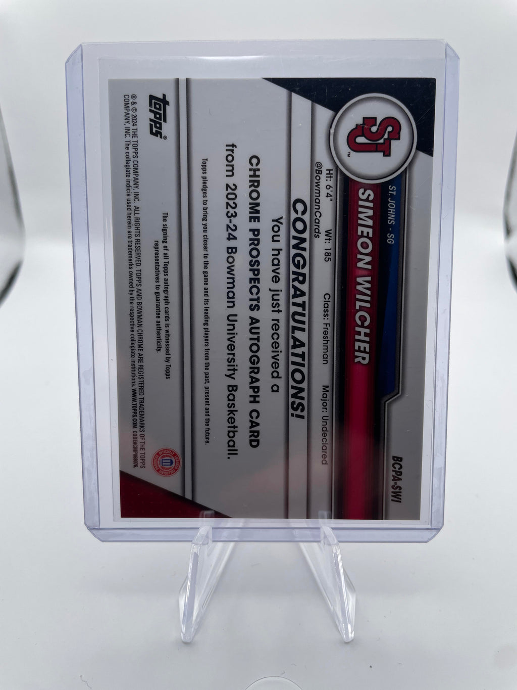 2023-24 Bowman U Chrome Simeon Wilcher Refractor Auto /250 + Base Auto Set (x10)