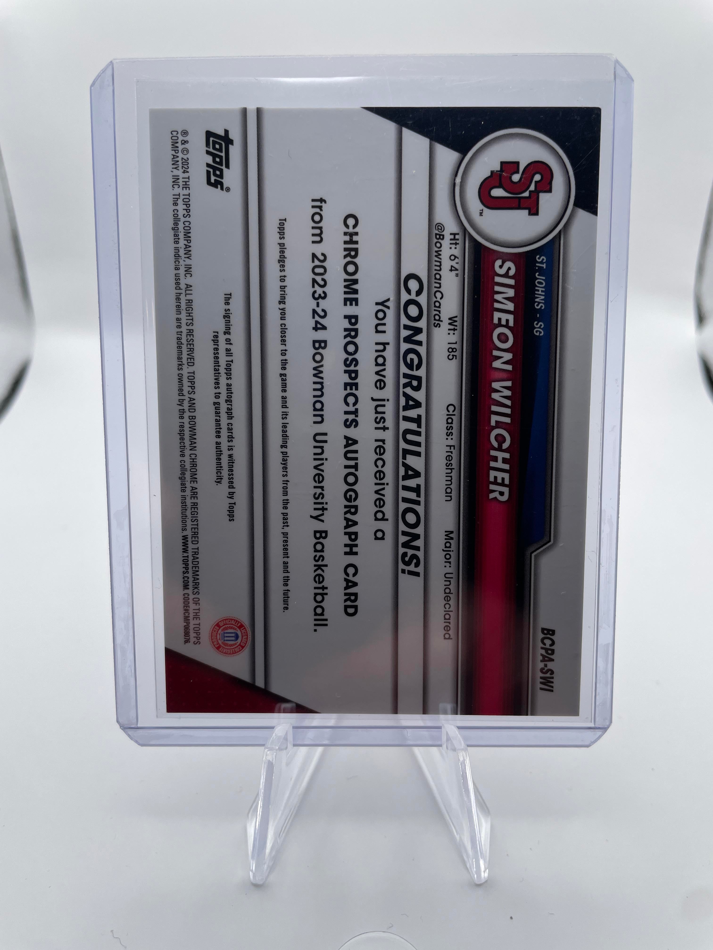 2023-24 Bowman U Chrome Simeon Wilcher Refractor Auto /250 + Base Auto Set (x10)