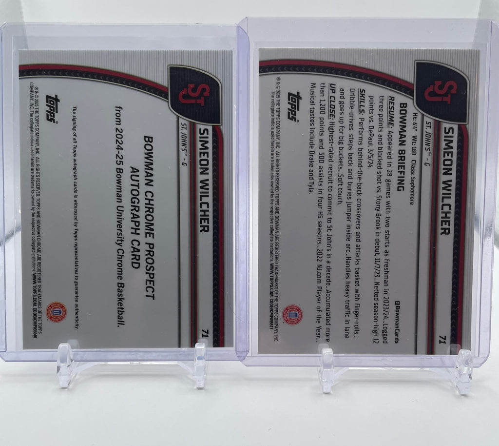 2023-24 Bowman U Chrome Simeon Wilcher Refractor Auto /250 + Base Auto Set (x10)