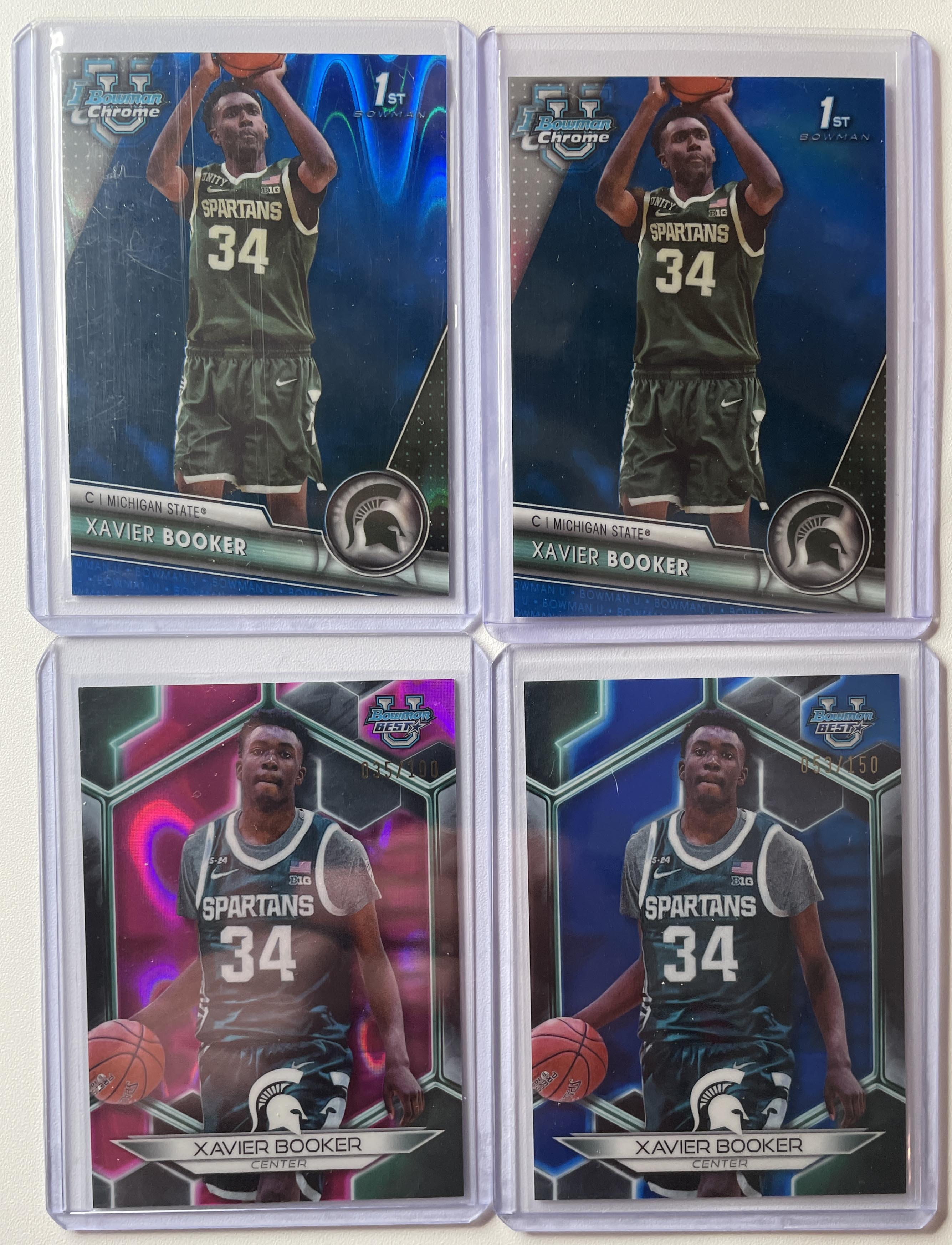 2023-24 Bowman U Chrome Xavier Booker Blue Refractor /199 + Best Pink /100 (x4)