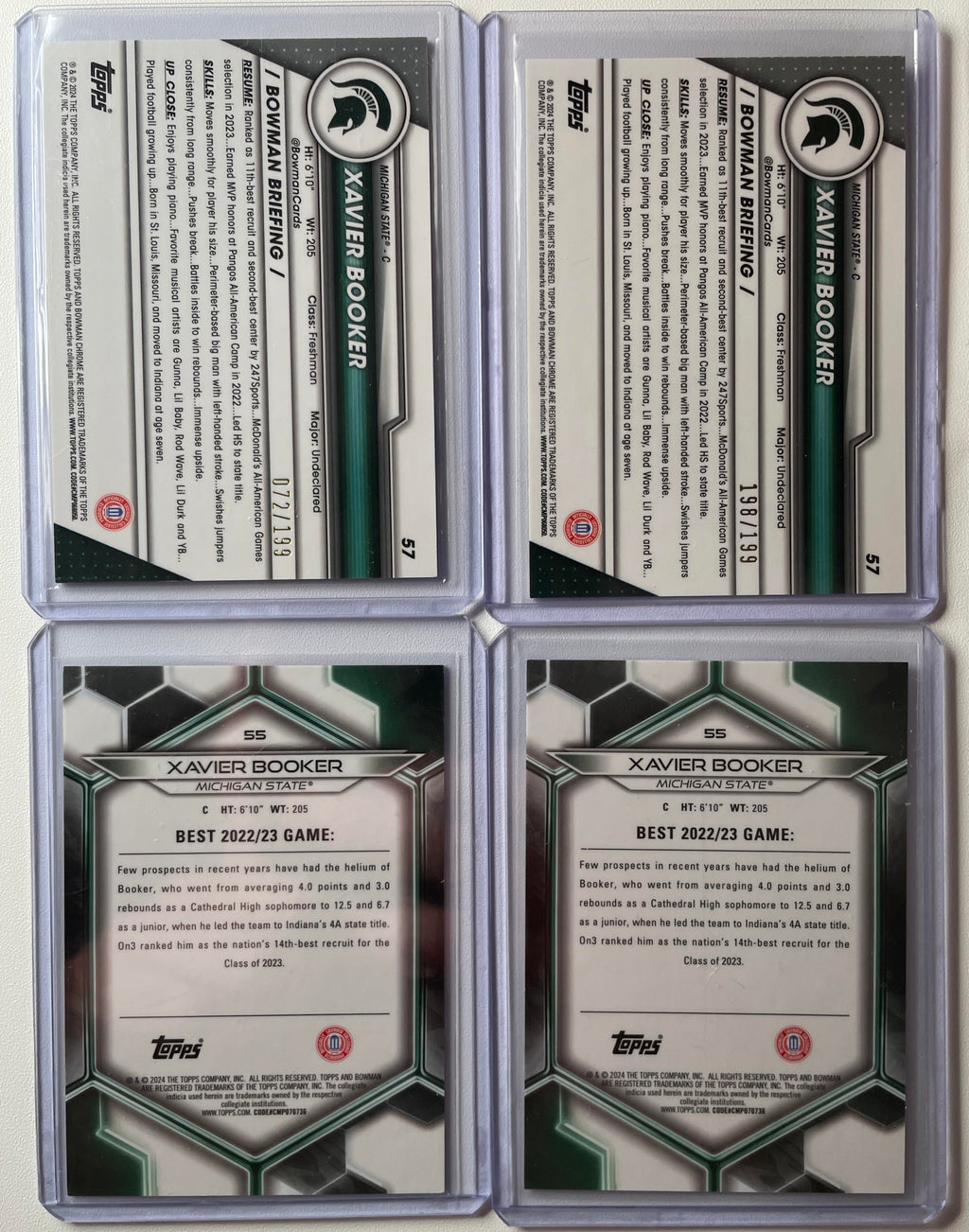 2023-24 Bowman U Chrome Xavier Booker Blue Refractor /199 + Best Pink /100 (x4)