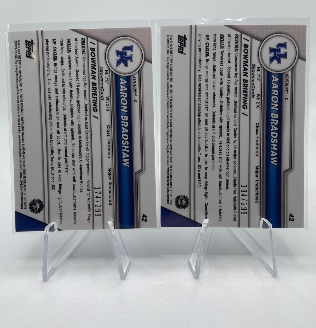 2023-24 Bowman U Chrome + Best Aaron Bradshaw Green /99 + Wave /100 Set (x12)
