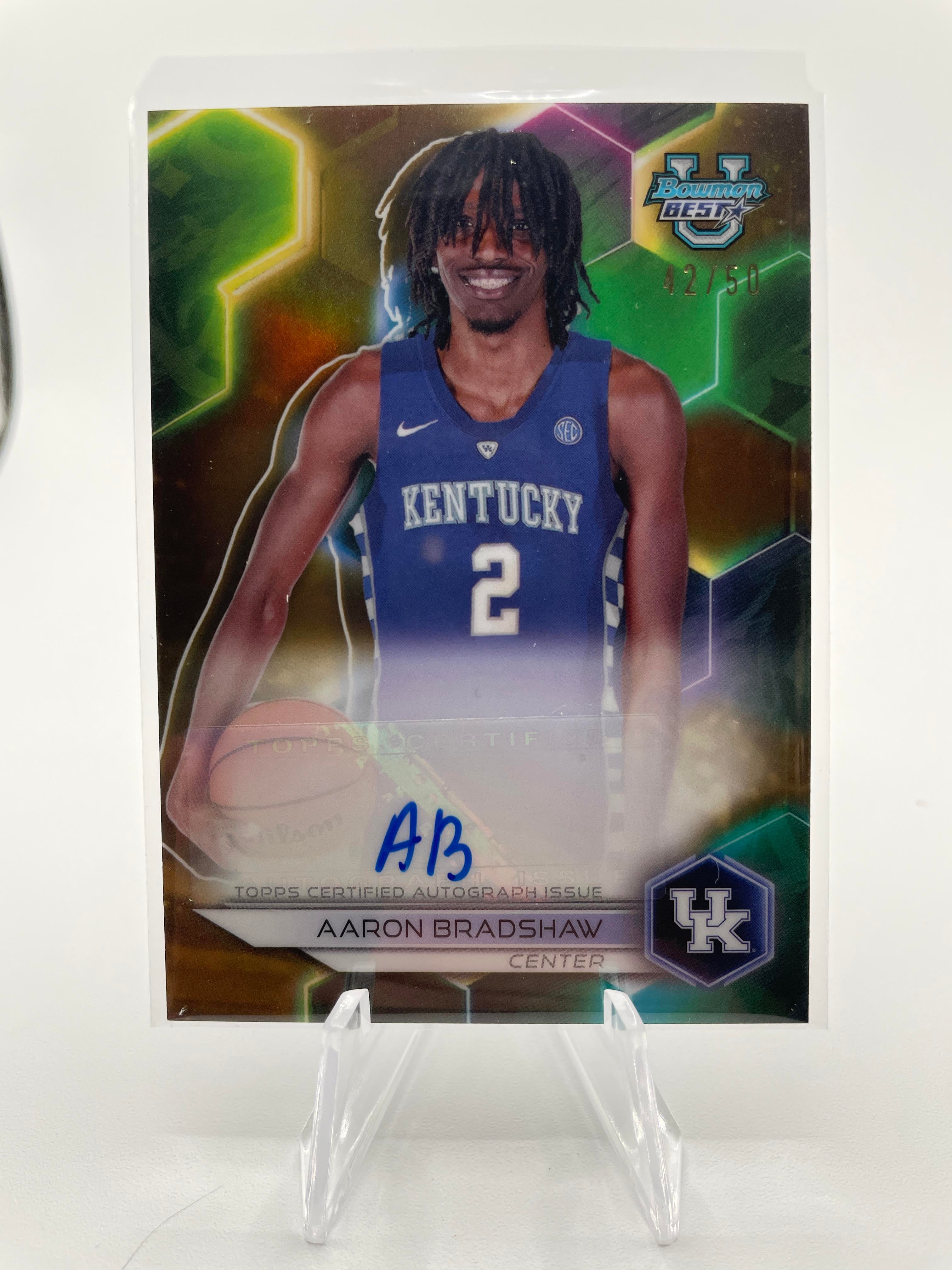 2023-24 Bowman University Best Aaron Bradshaw Gold Refractor Auto /50