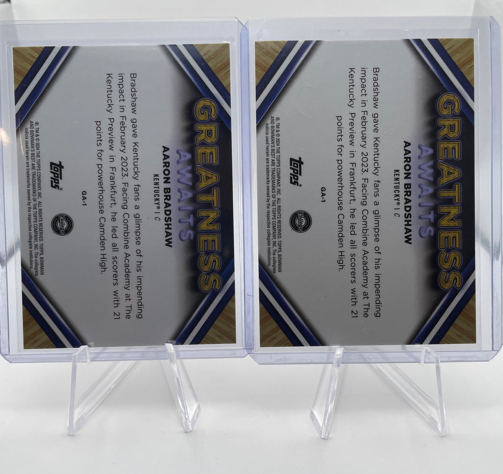 2023-24 Bowman University Best Aaron Bradshaw Greatness Gold Refractor /50 (x2)