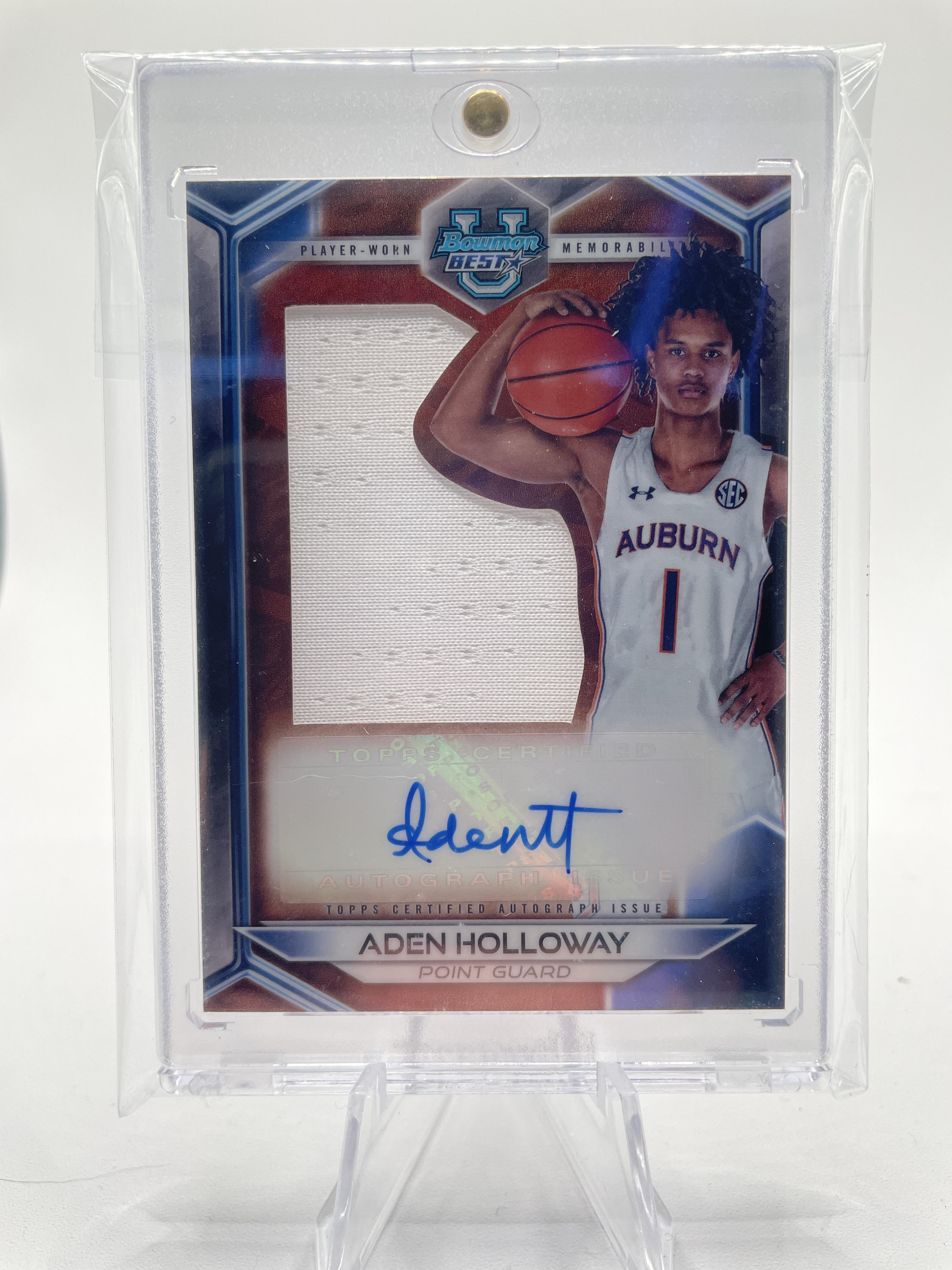 2023-24 Bowman University Best Aden Holloway Jumbo Patch Auto SP