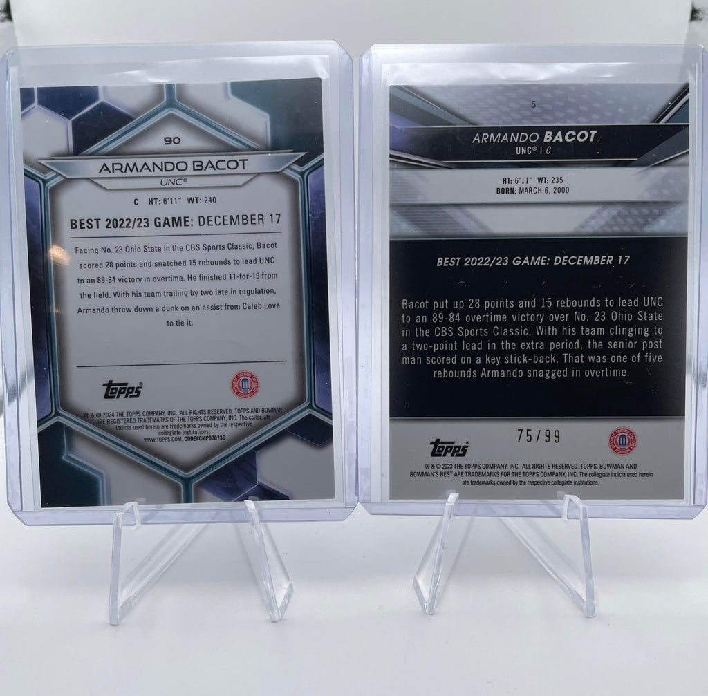 2023-24 Bowman University Best Armando Bacot Teal Refractor /15 + Green /99