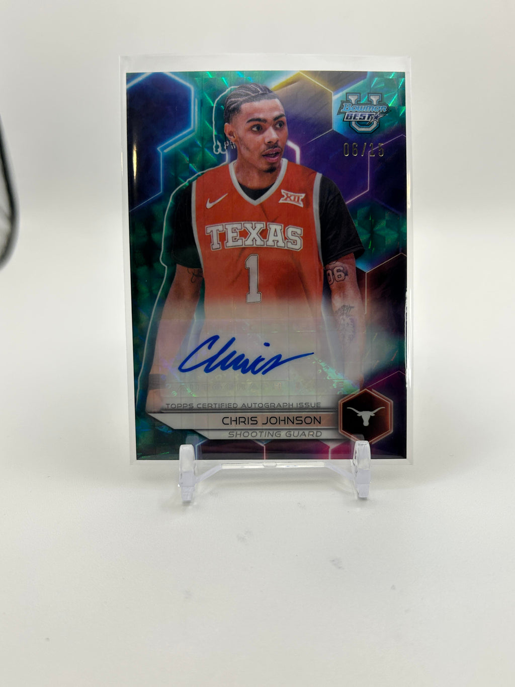 2023-24 Bowman University Best Chris Johnson Teal Refractor Auto /15