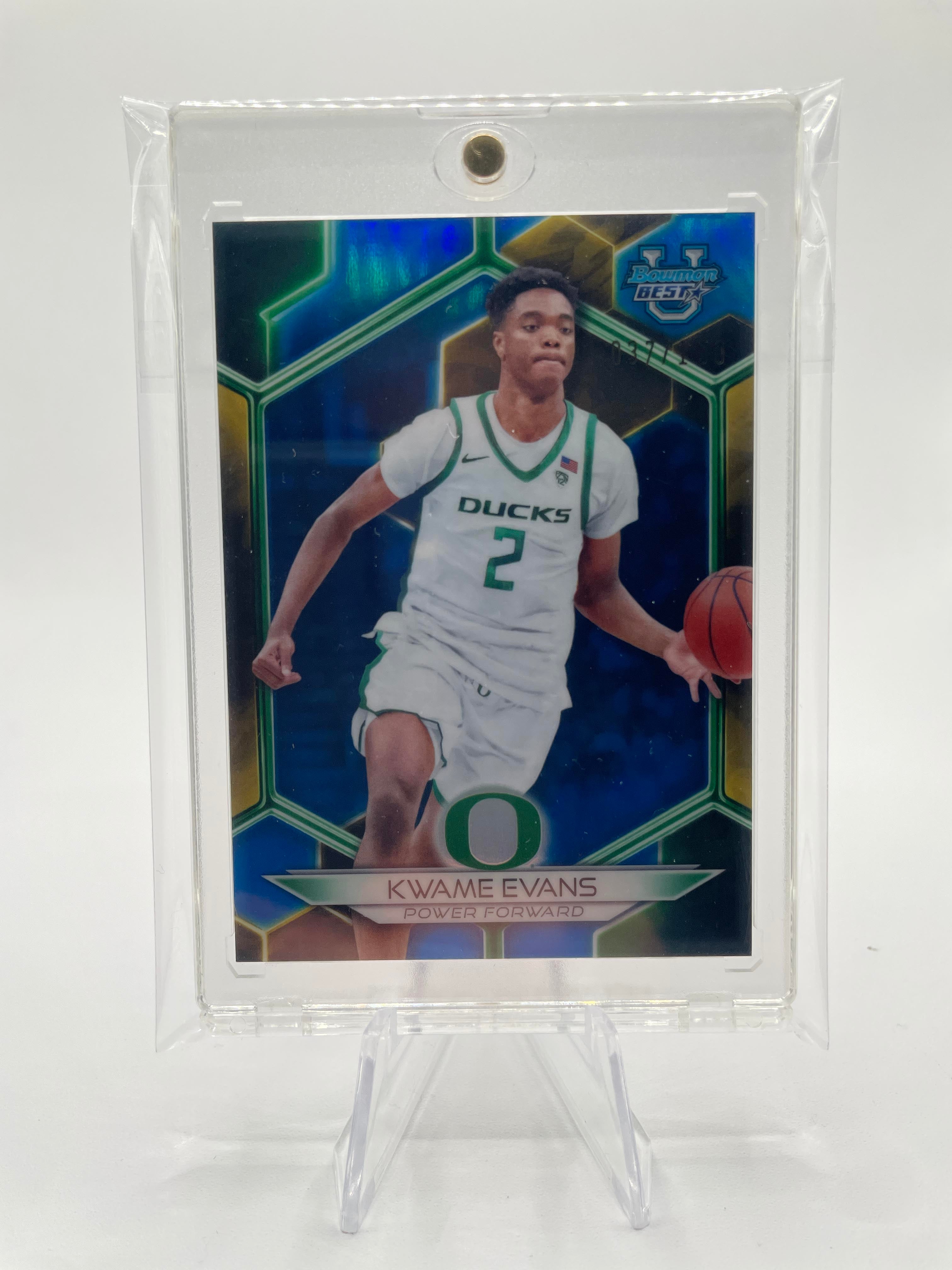 2023-24 Bowman University Best Kwame KJ Evans Blue Refractor /150