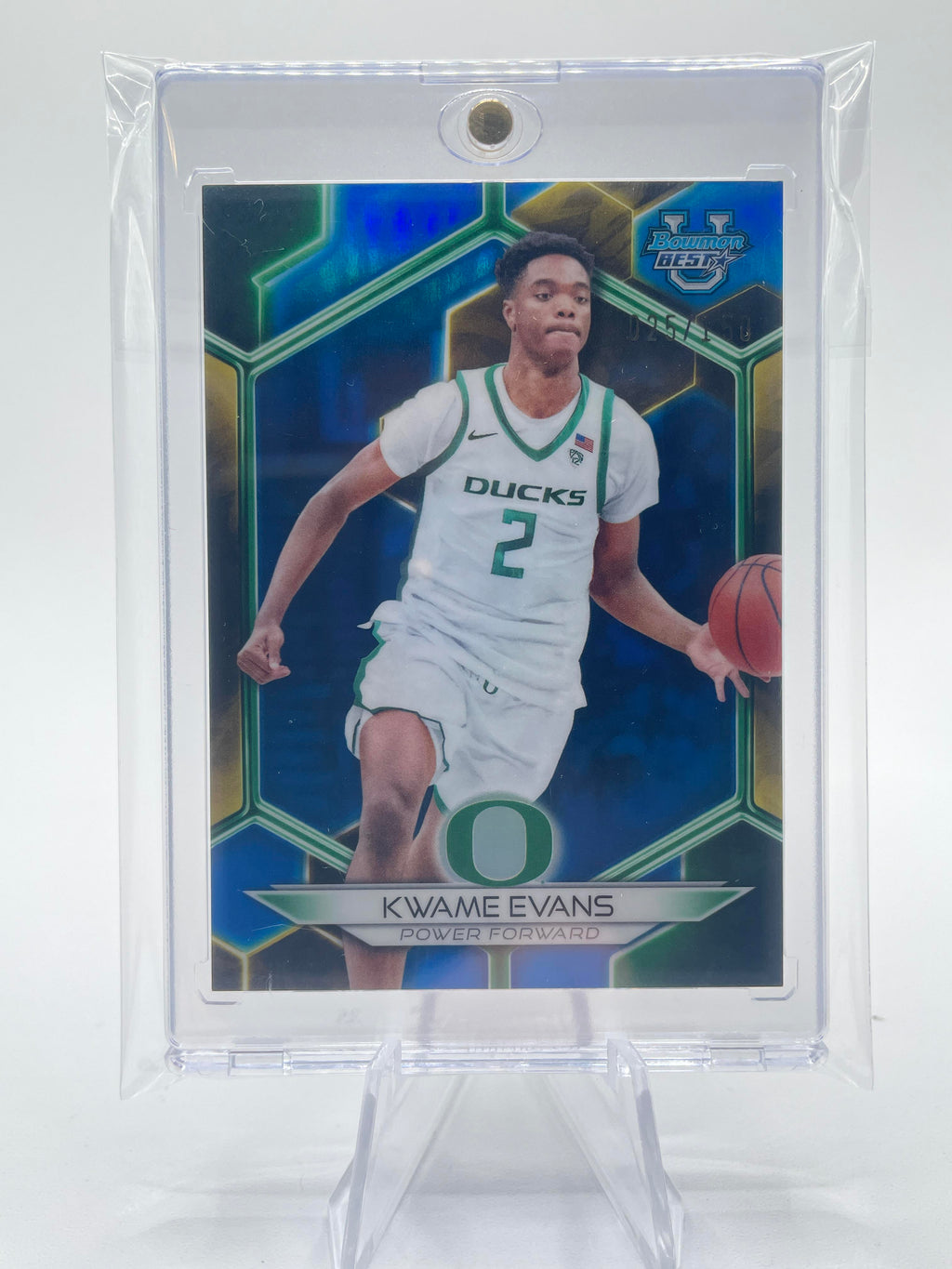2023-24 Bowman University Best Kwame KJ Evans Blue Refractor /150