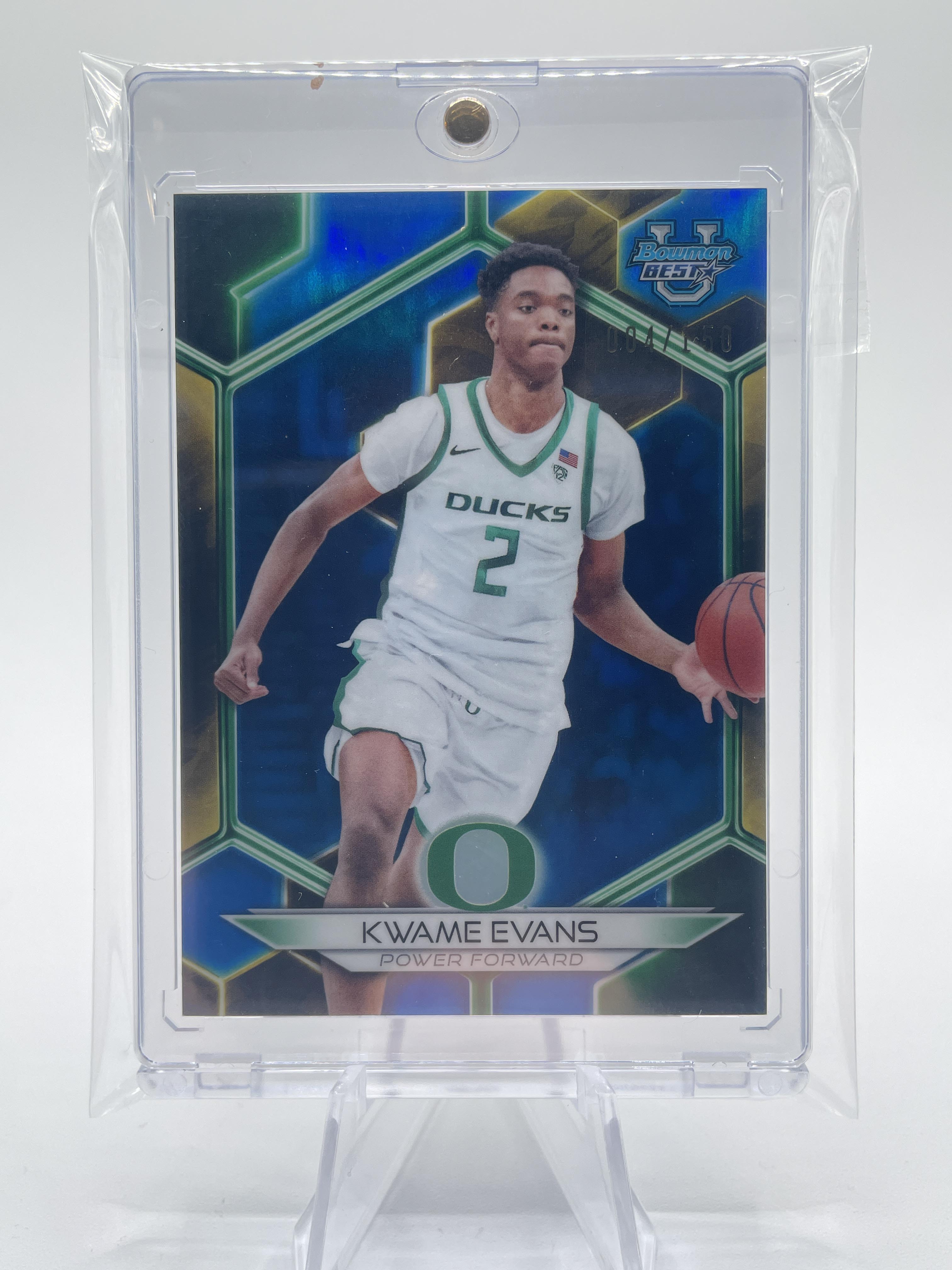 2023-24 Bowman University Best Kwame KJ Evans Blue Refractor /150
