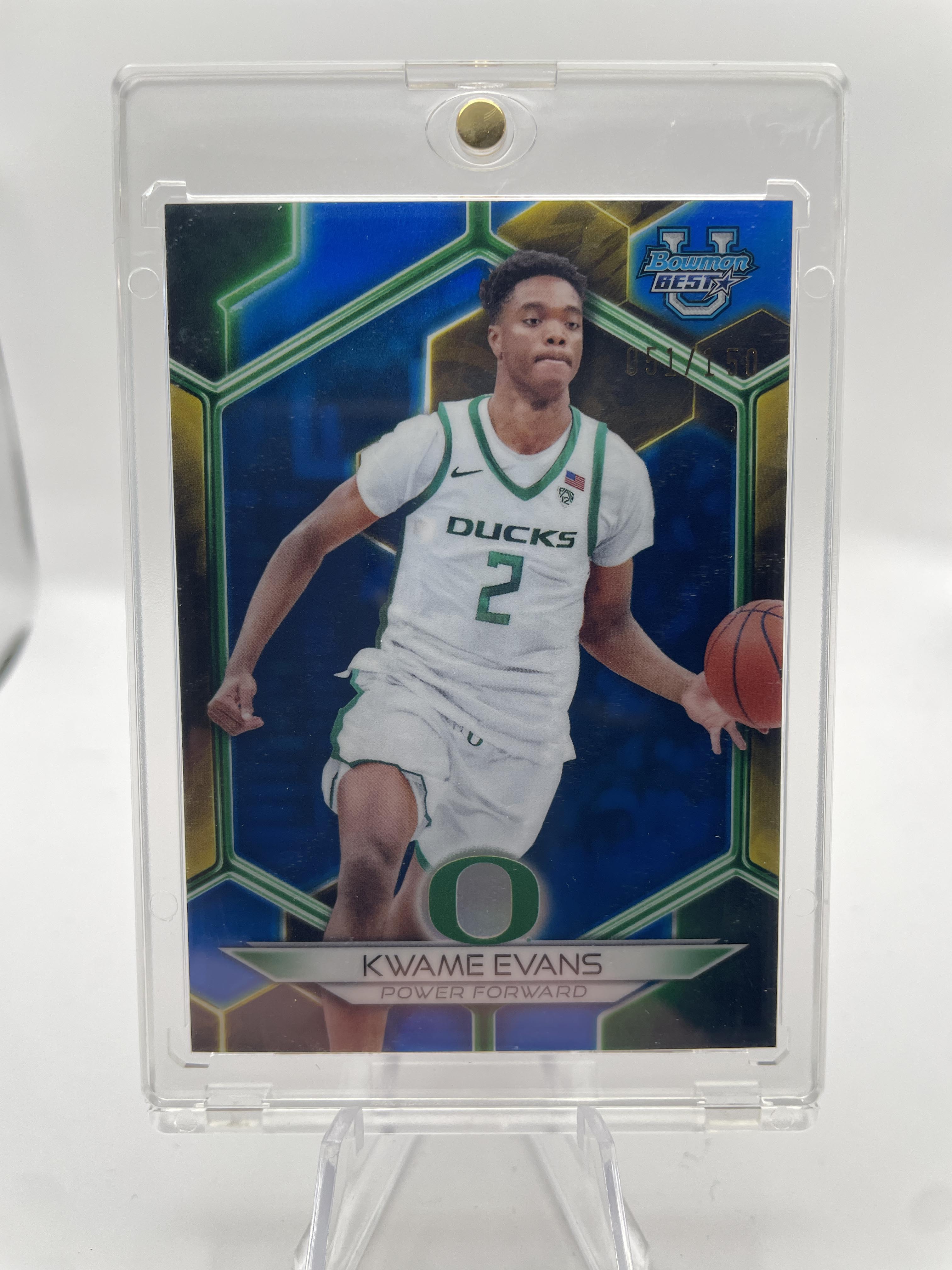 2023-24 Bowman University Best Kwame KJ Evans Blue Refractor /150