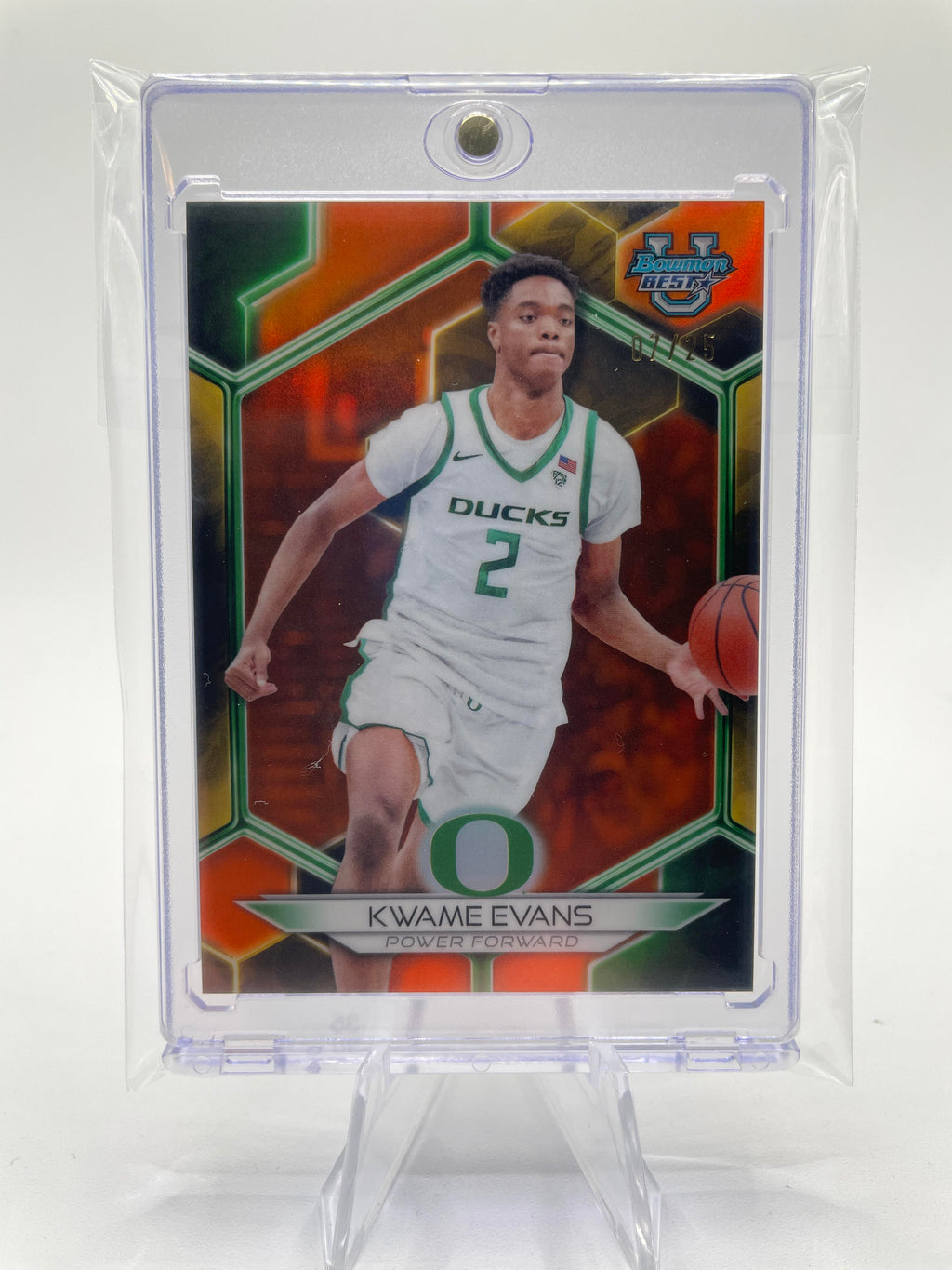 2023-24 Bowman University Best Kwame KJ Evans Geometric Orange Refractor /25