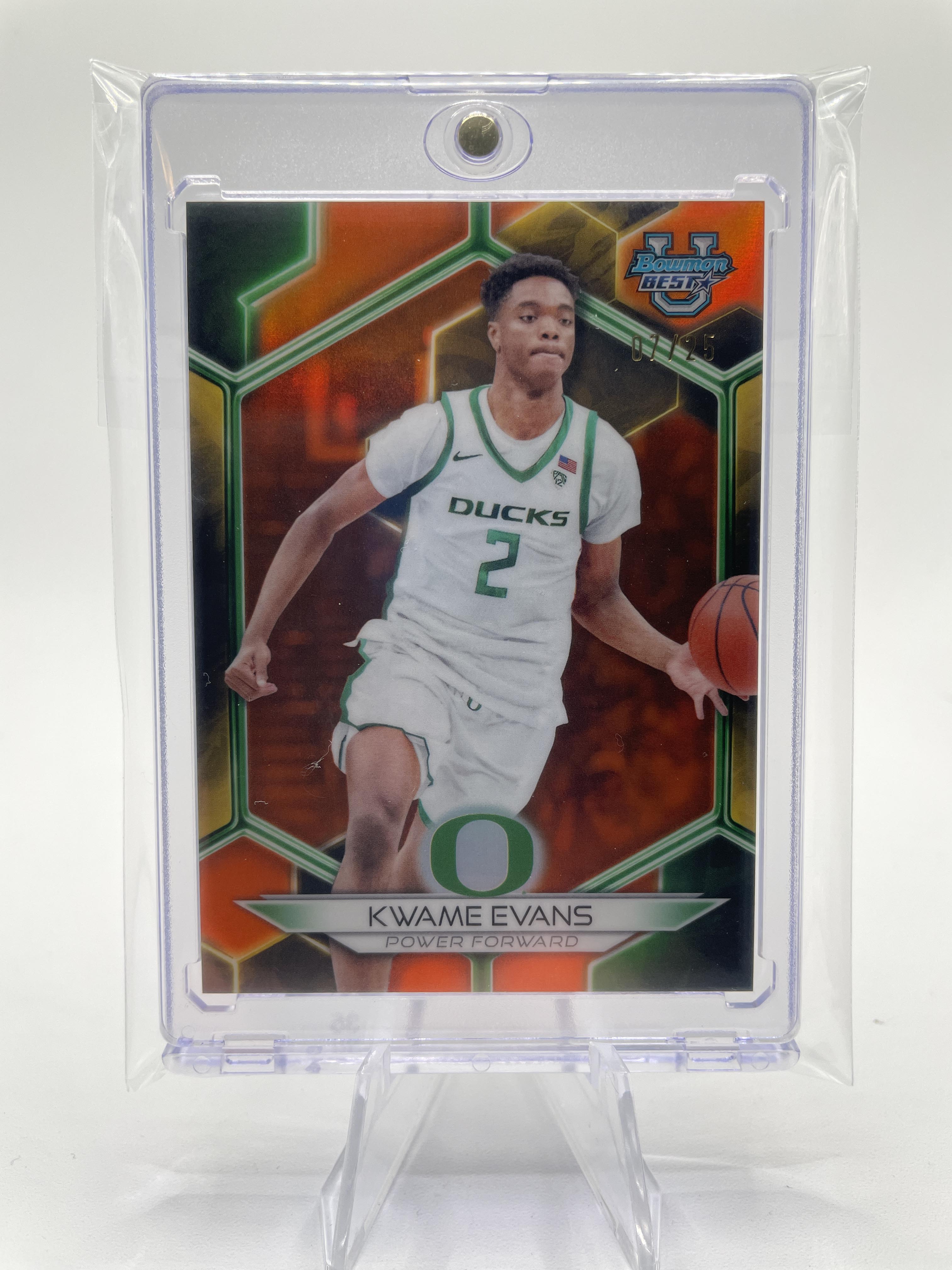 2023-24 Bowman University Best Kwame KJ Evans Geometric Orange Refractor /25