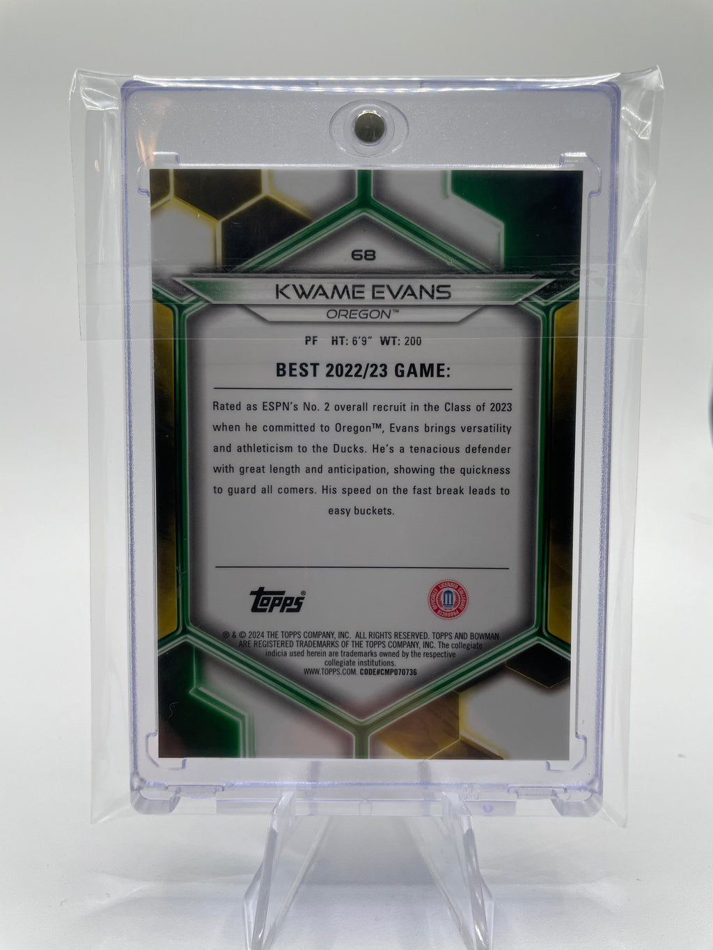 2023-24 Bowman University Best Kwame KJ Evans Geometric Orange Refractor /25