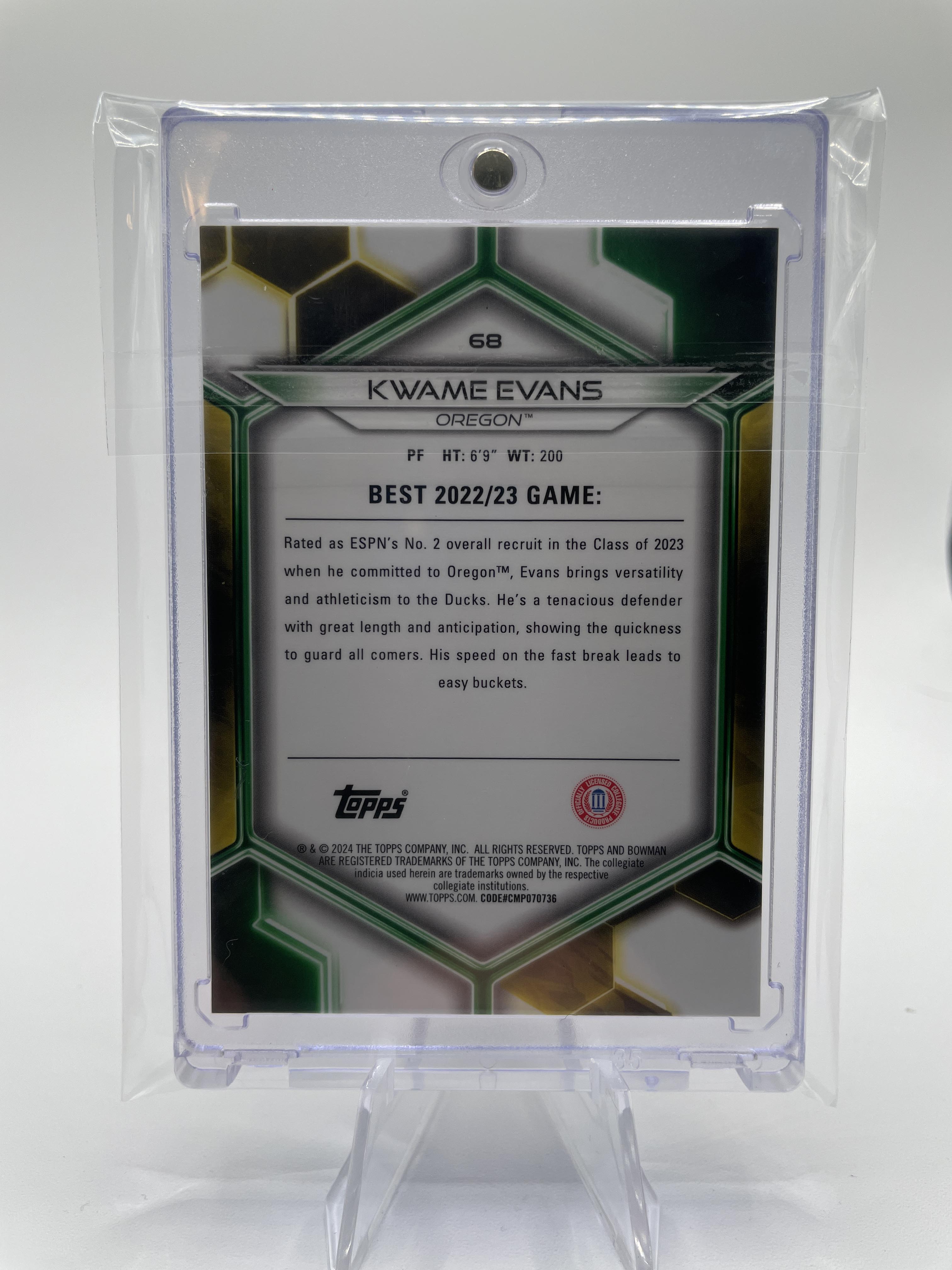 2023-24 Bowman University Best Kwame KJ Evans Geometric Orange Refractor /25