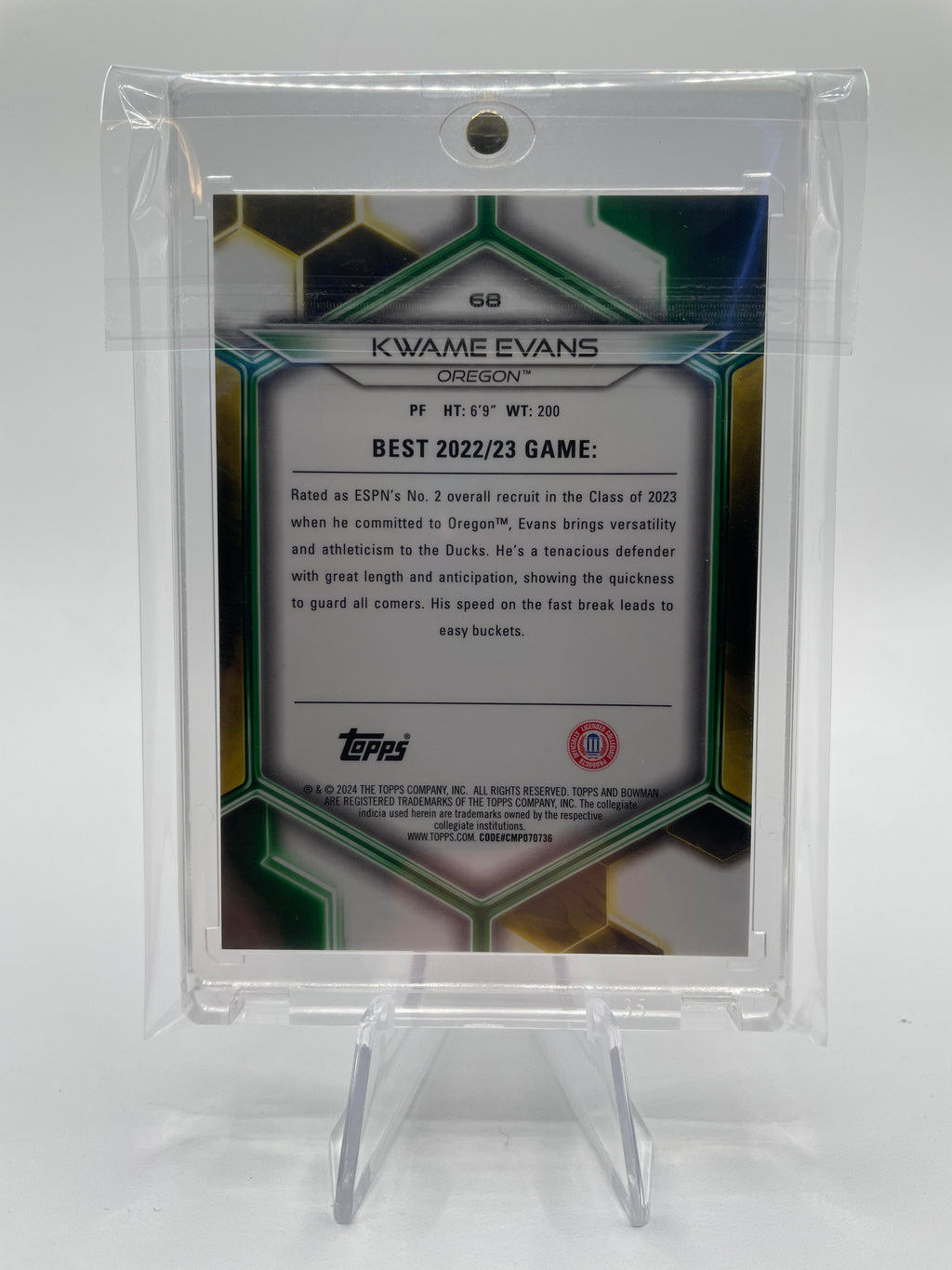 2023-24 Bowman University Best Kwame KJ Evans Geometric Orange Refractor /25