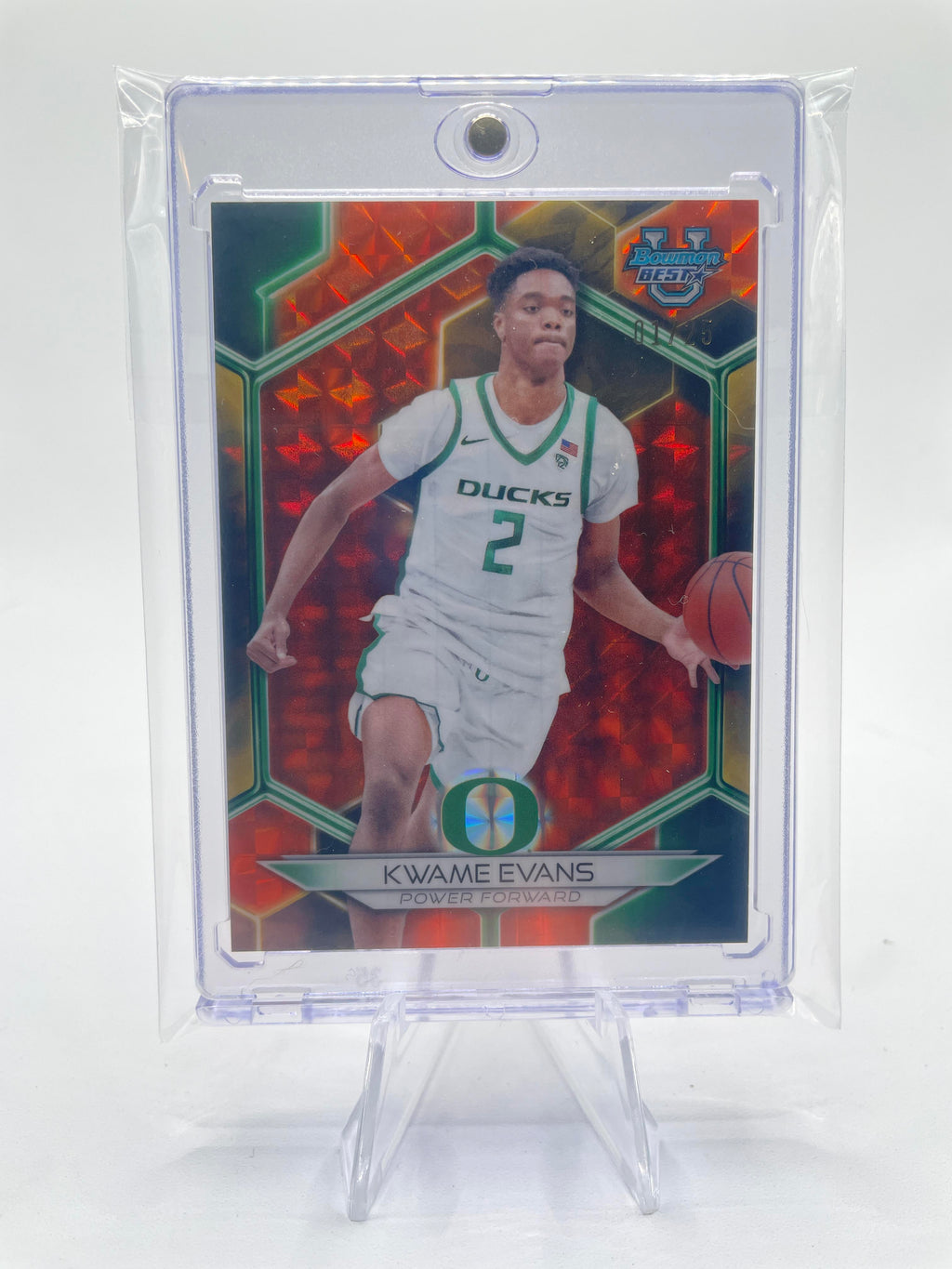 2023-24 Bowman University Best Kwame KJ Evans Geometric Orange Refractor /25
