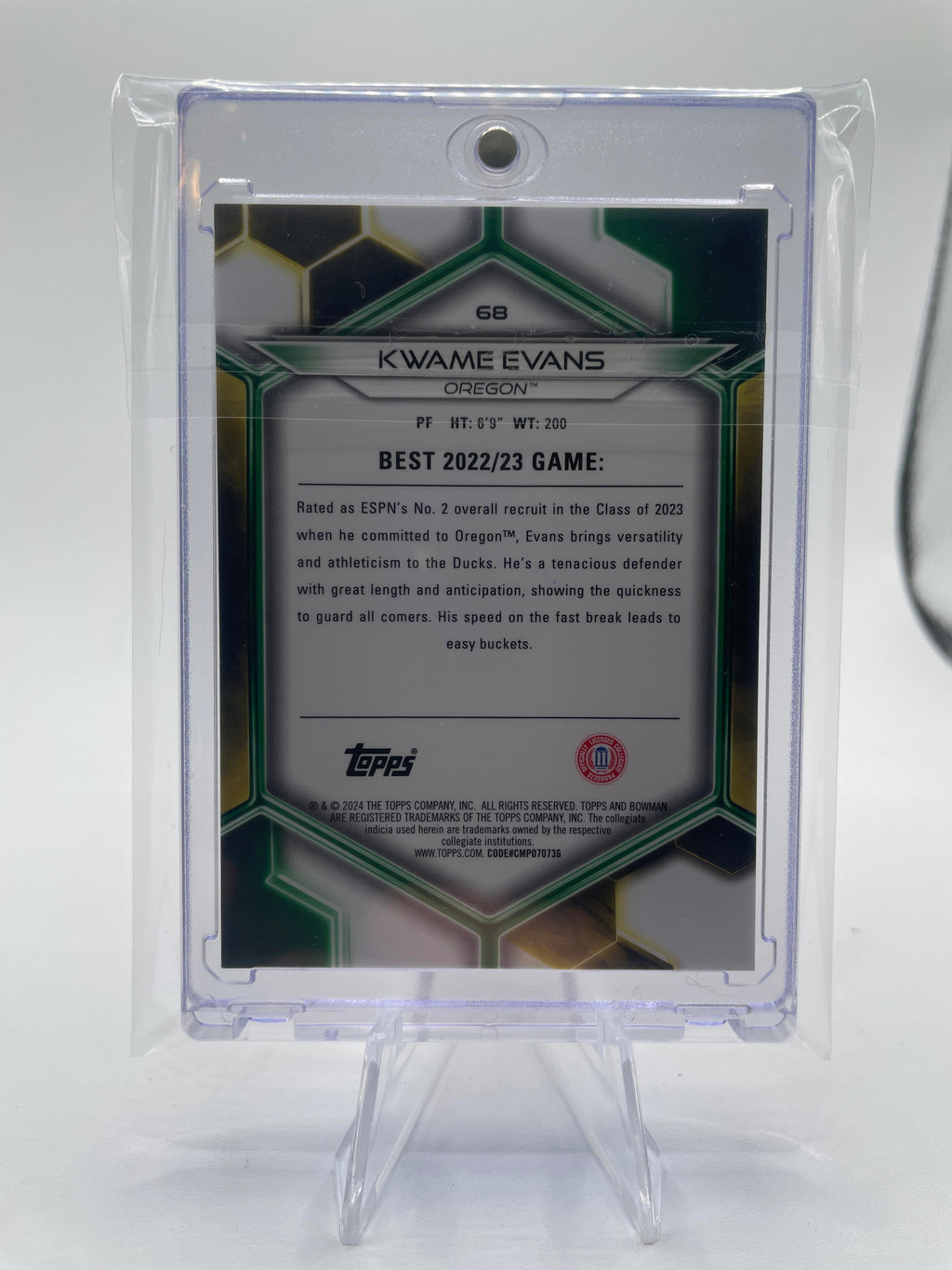 2023-24 Bowman University Best Kwame KJ Evans Geometric Orange Refractor /25