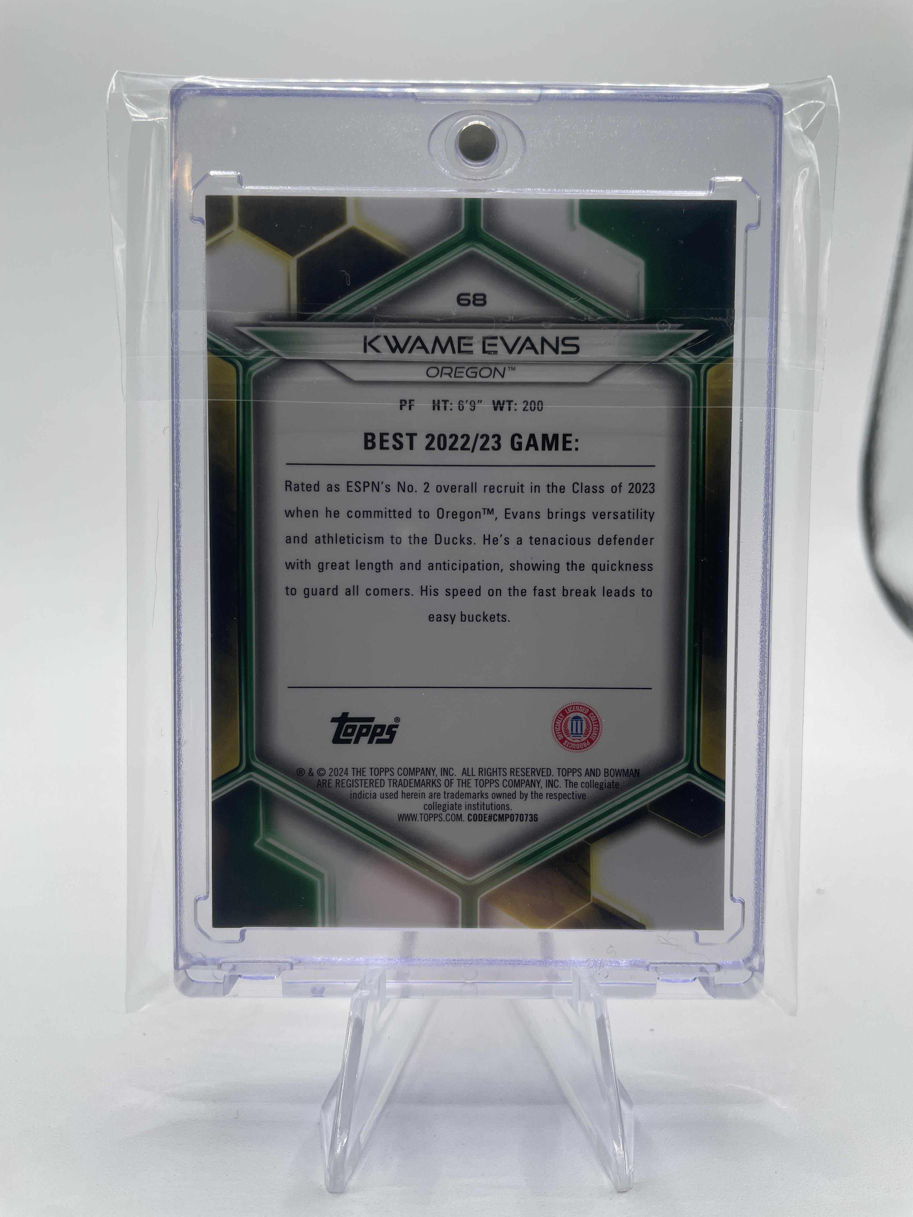 2023-24 Bowman University Best Kwame KJ Evans Geometric Orange Refractor /25