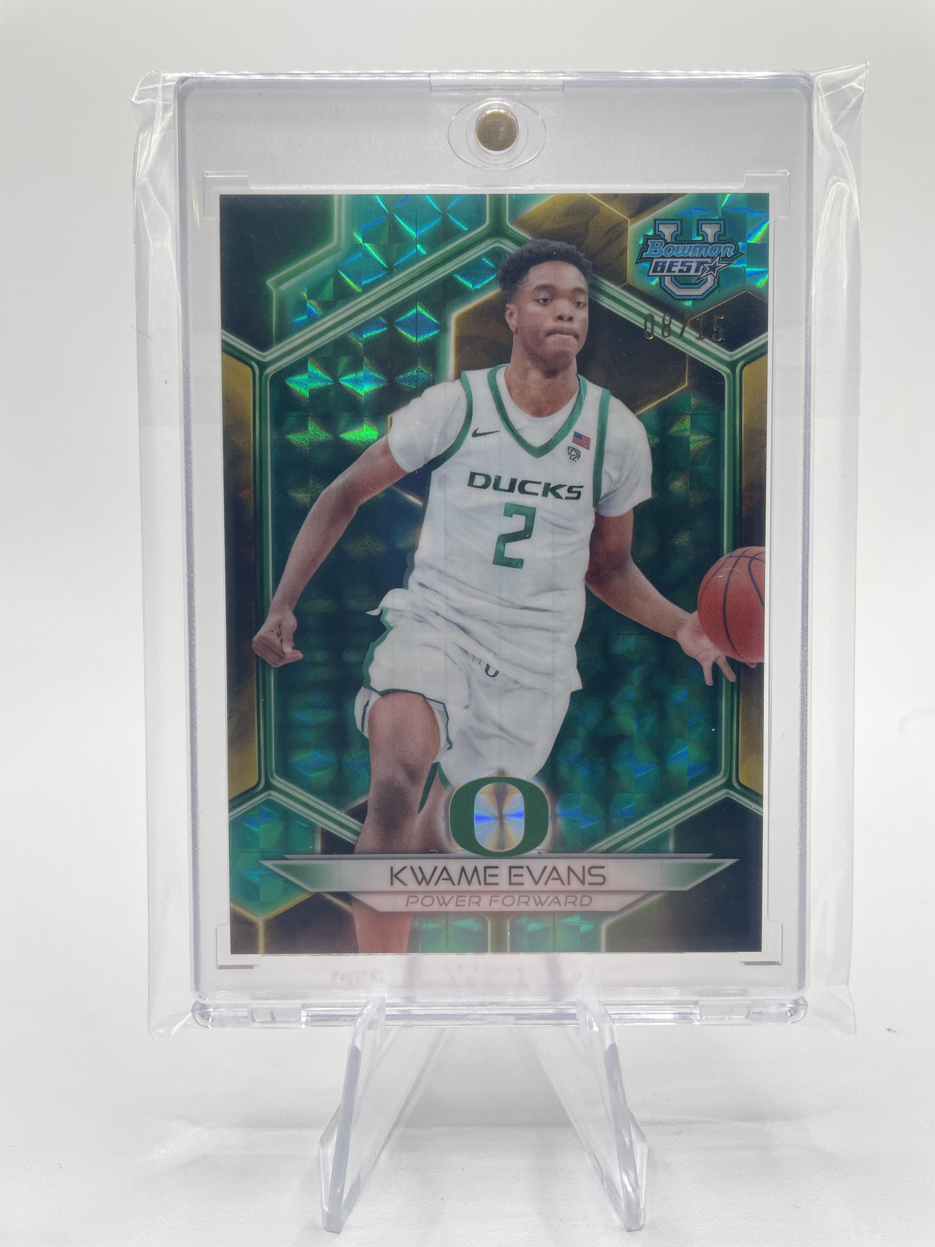 2023-24 Bowman University Best Kwame KJ Evans Geometric Teal Refractor /15