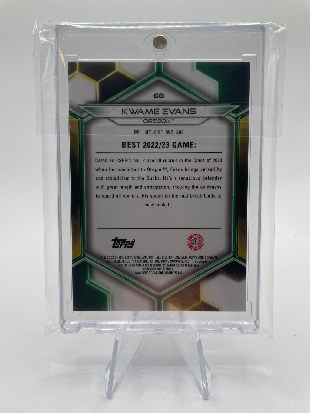 2023-24 Bowman University Best Kwame KJ Evans Geometric Teal Refractor /15