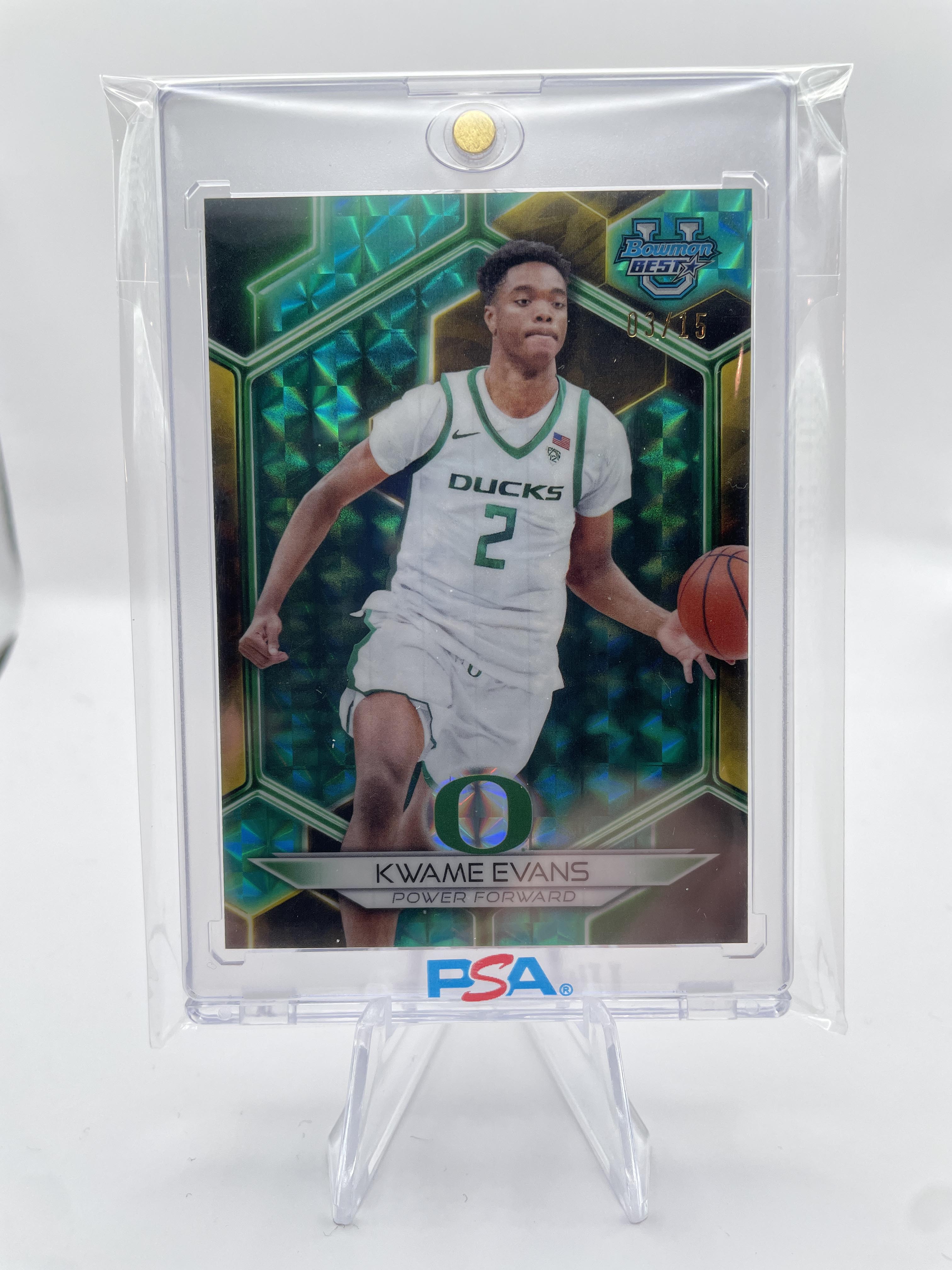 2023-24 Bowman University Best Kwame KJ Evans Geometric Teal Refractor /15