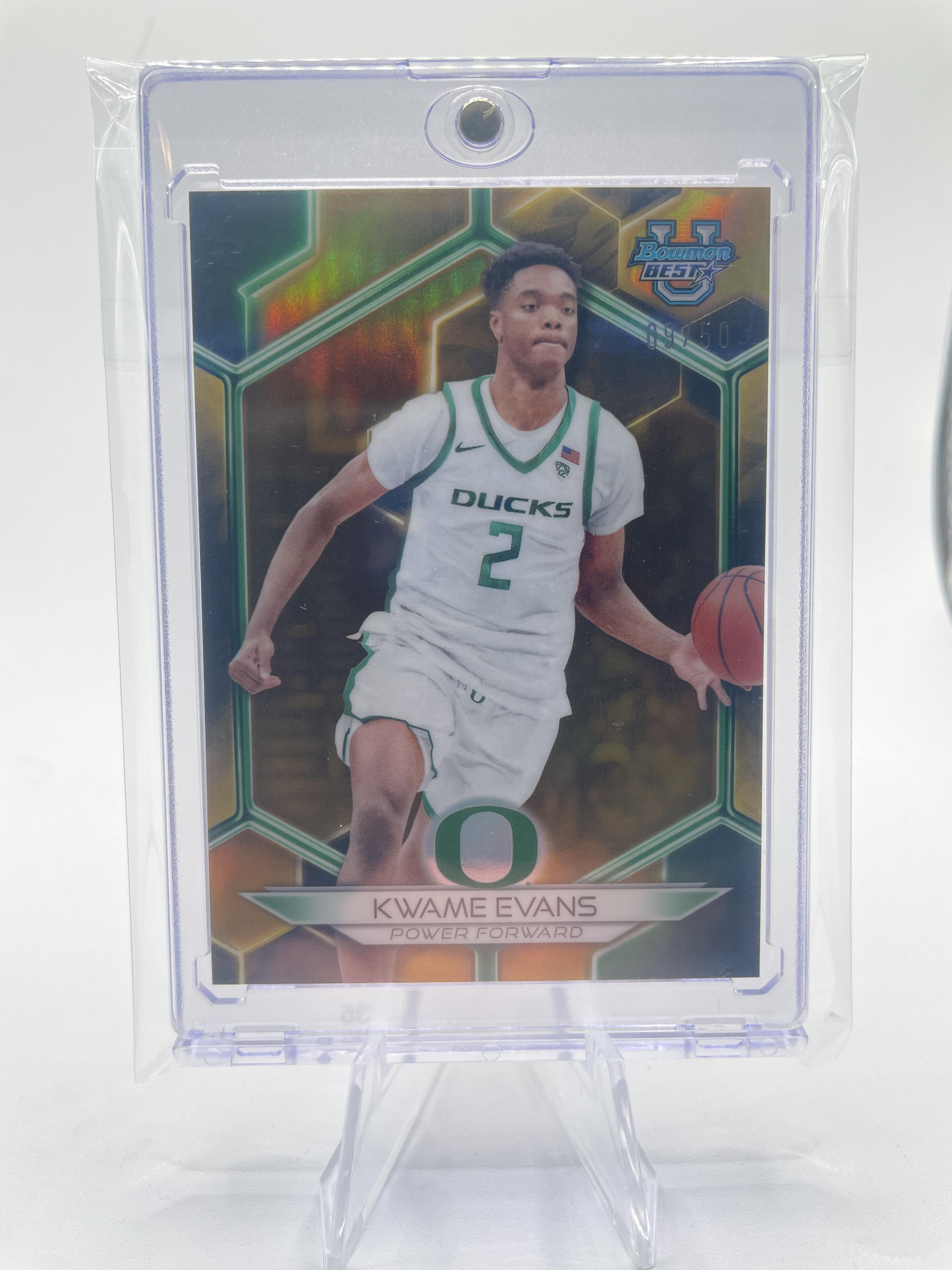 2023-24 Bowman University Best Kwame KJ Evans Gold Refractor /50 #68