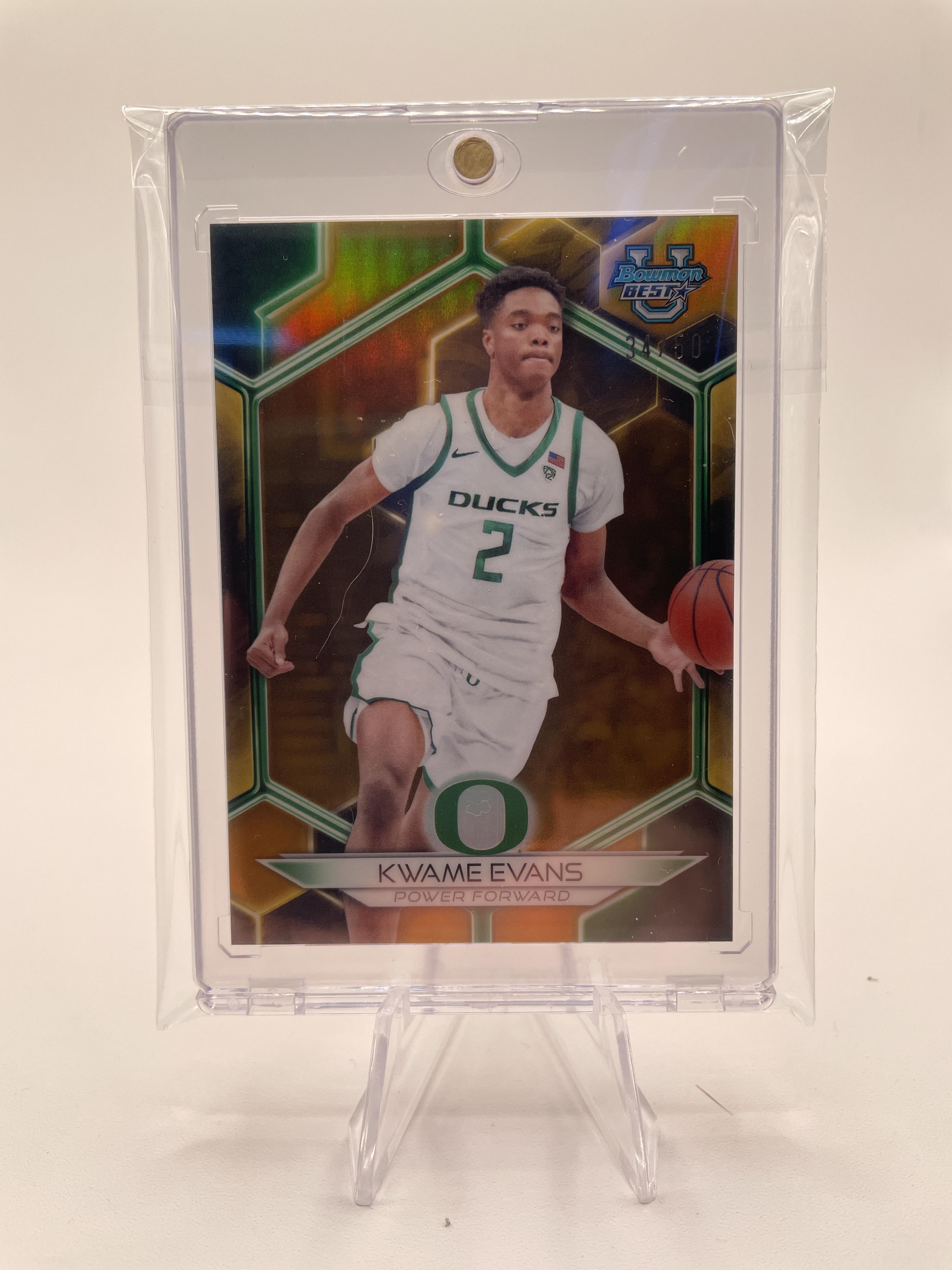 2023-24 Bowman University Best Kwame KJ Evans Gold Refractor /50 #68