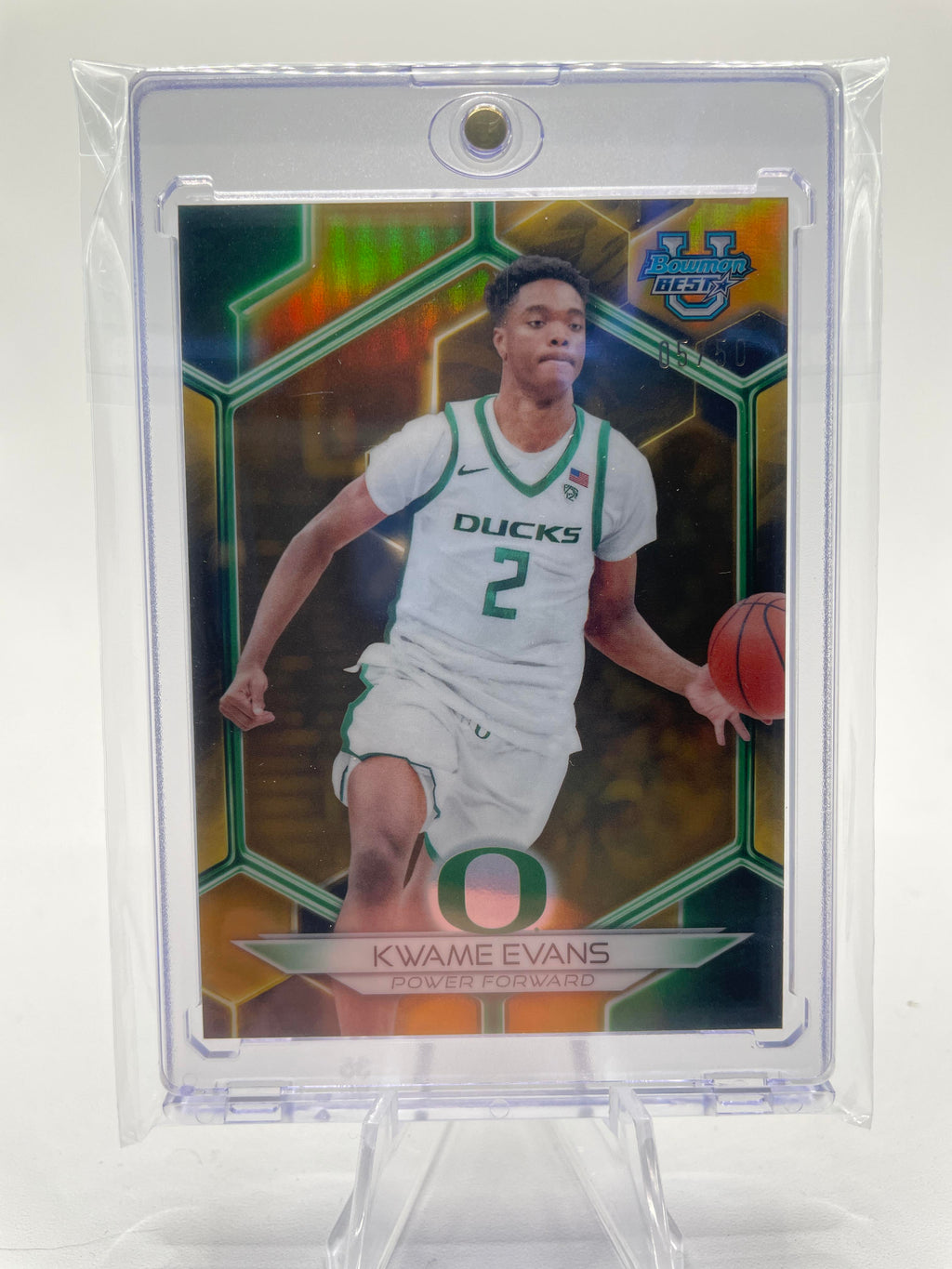 2023-24 Bowman University Best Kwame KJ Evans Gold Refractor /50 #68