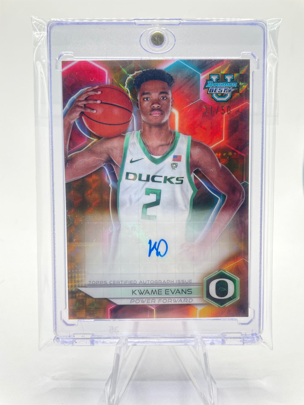 2023-24 Bowman University Best Kwame KJ Evans Gold Refractor Auto /50 #B23-KE