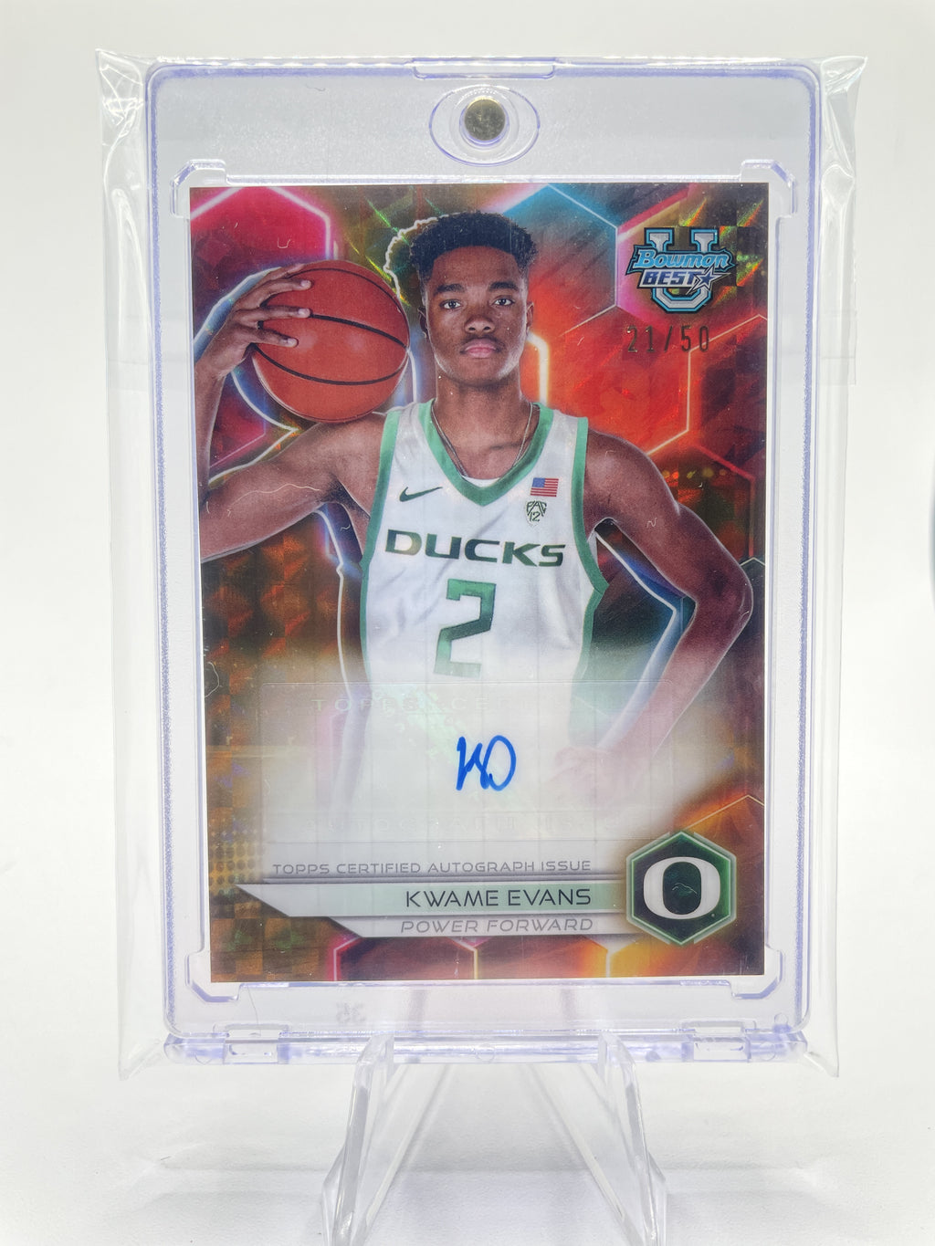 2023-24 Bowman University Best Kwame KJ Evans Gold Refractor Auto /50 #B23-KE