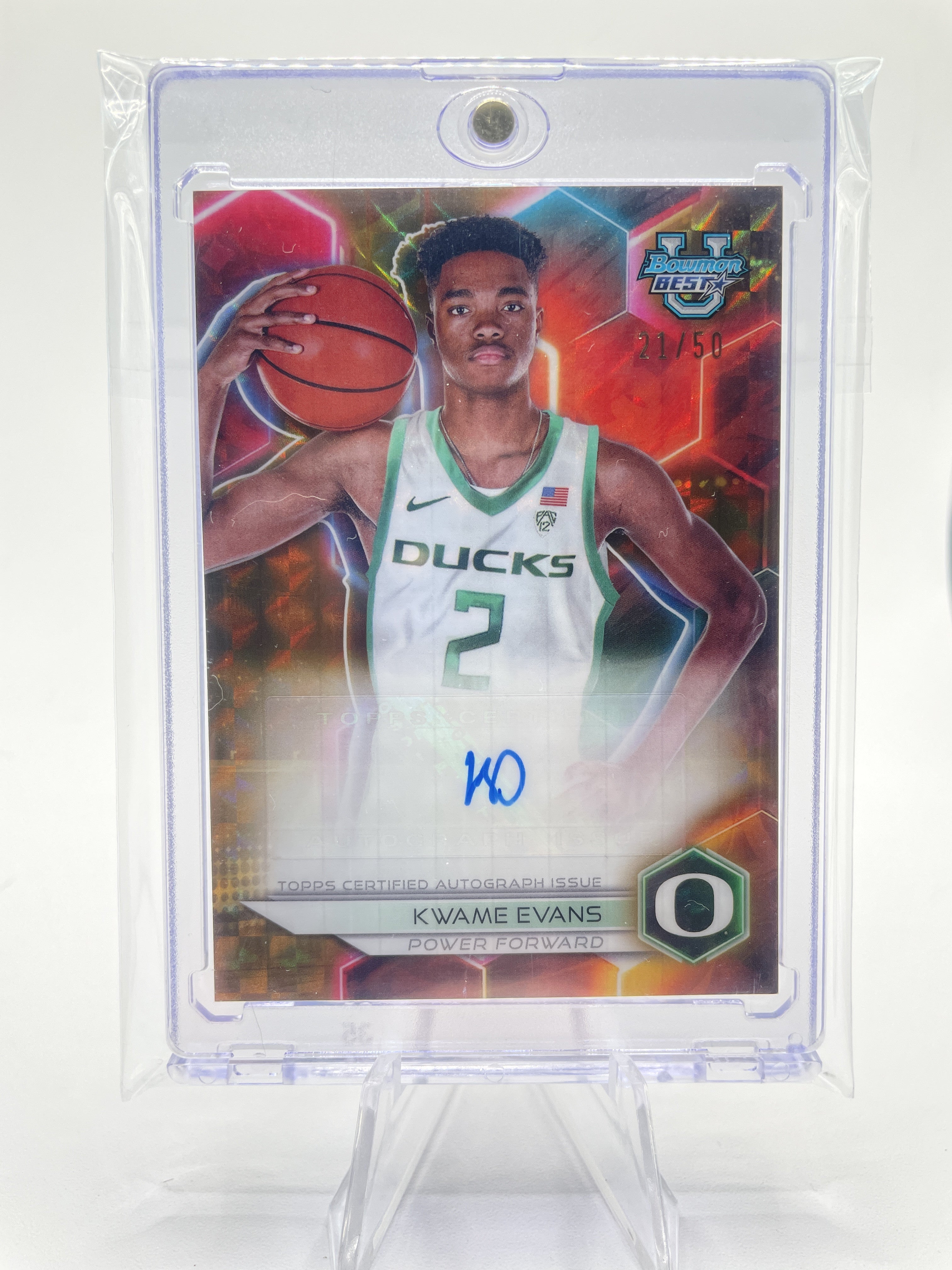 2023-24 Bowman University Best Kwame KJ Evans Gold Refractor Auto /50 #B23-KE