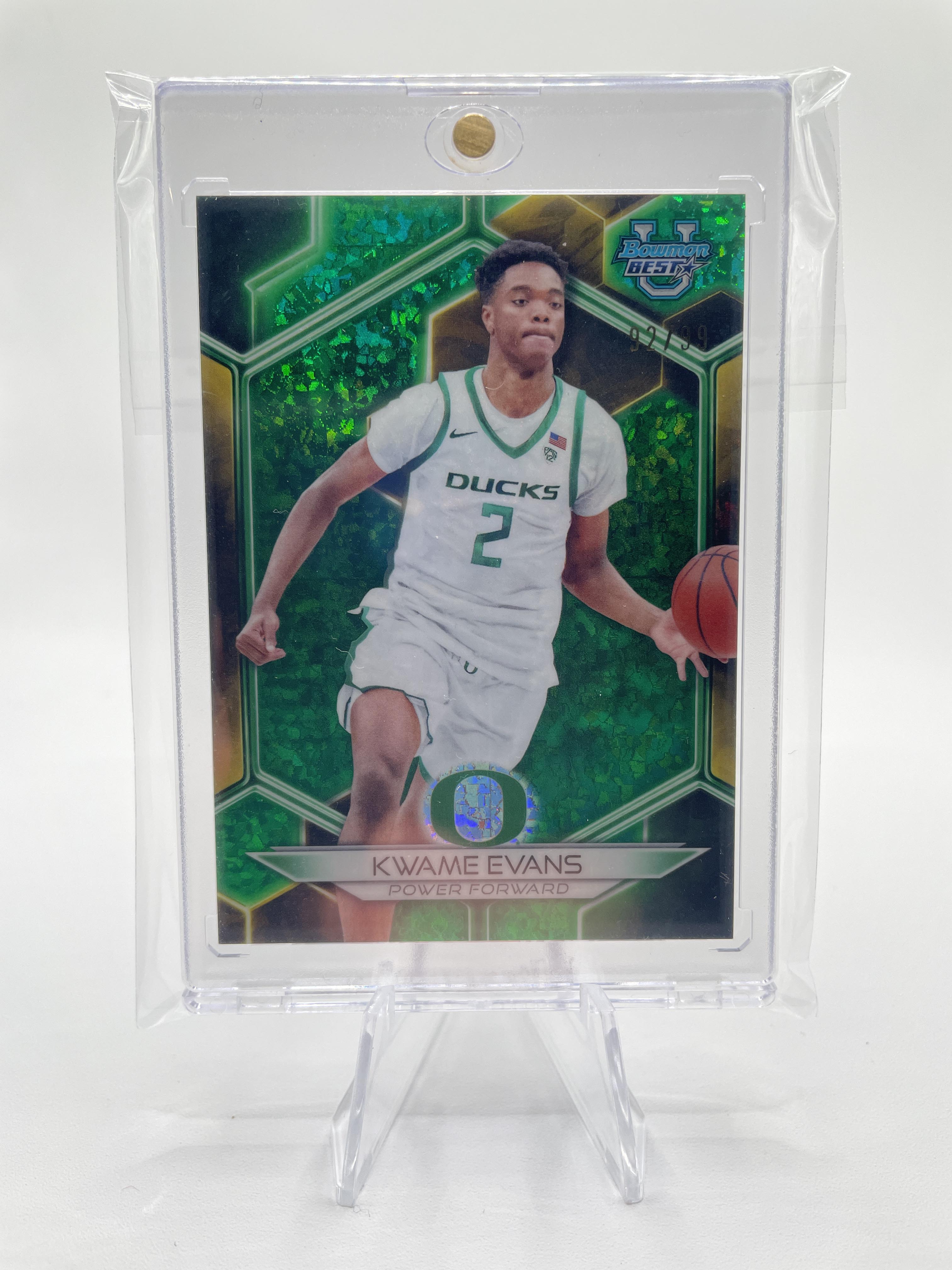 2023-24 Bowman University Best Kwame KJ Evans Green Diamond Refractor /99