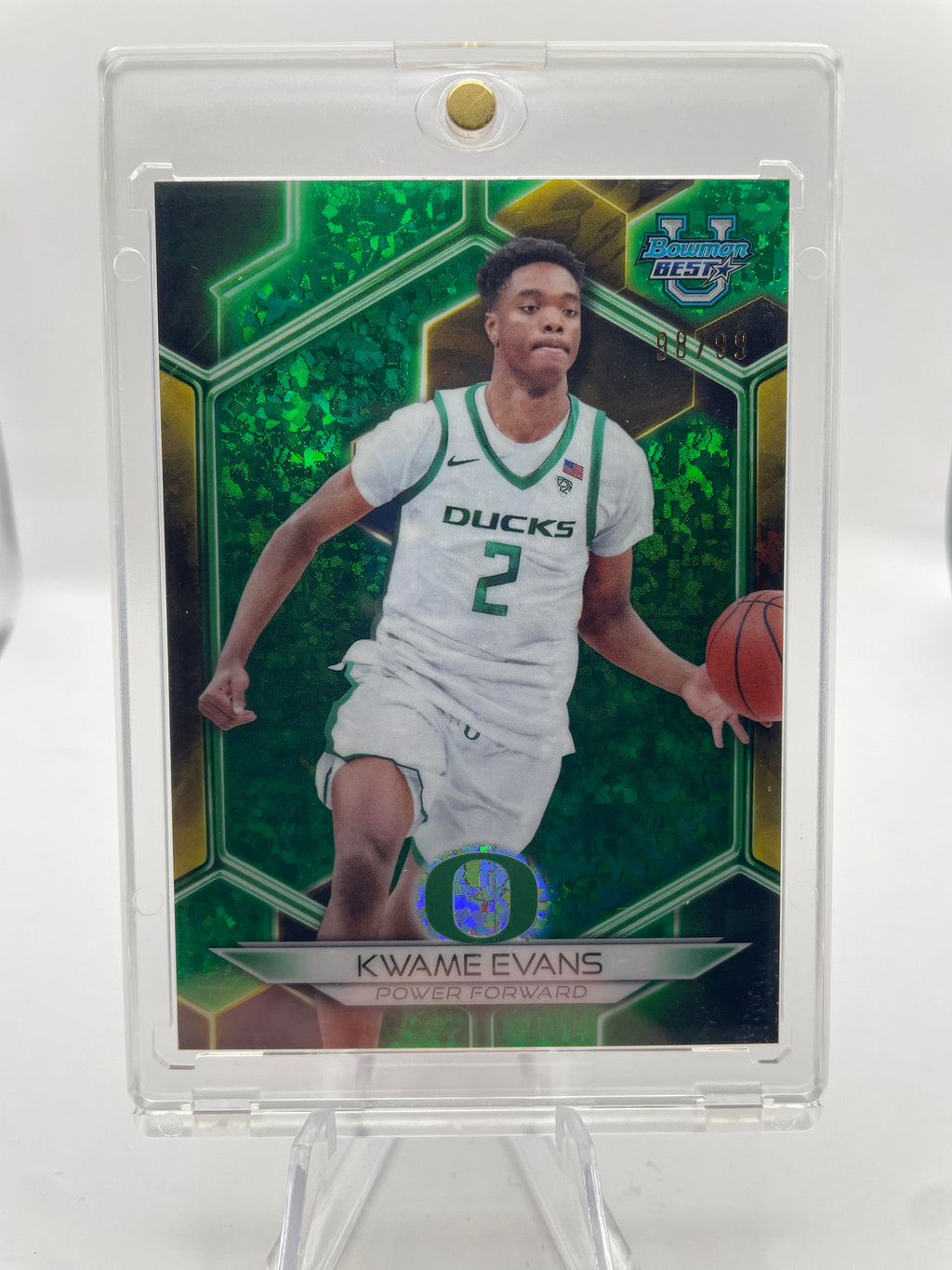 2023-24 Bowman University Best Kwame KJ Evans Green Diamond Refractor /99
