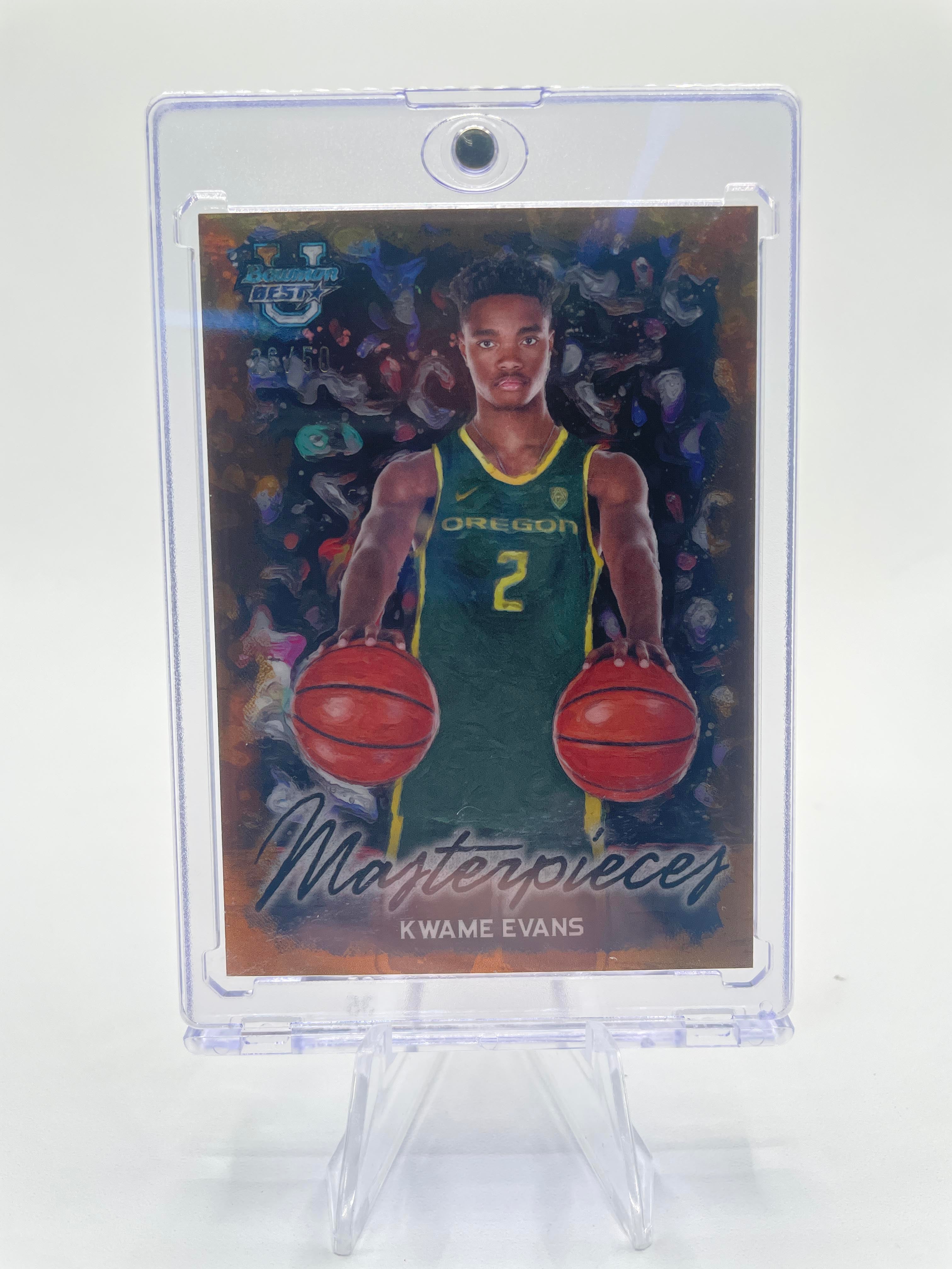 2023-24 Bowman University Best Kwame KJ Evans Masterpieces Gold Refractor /50