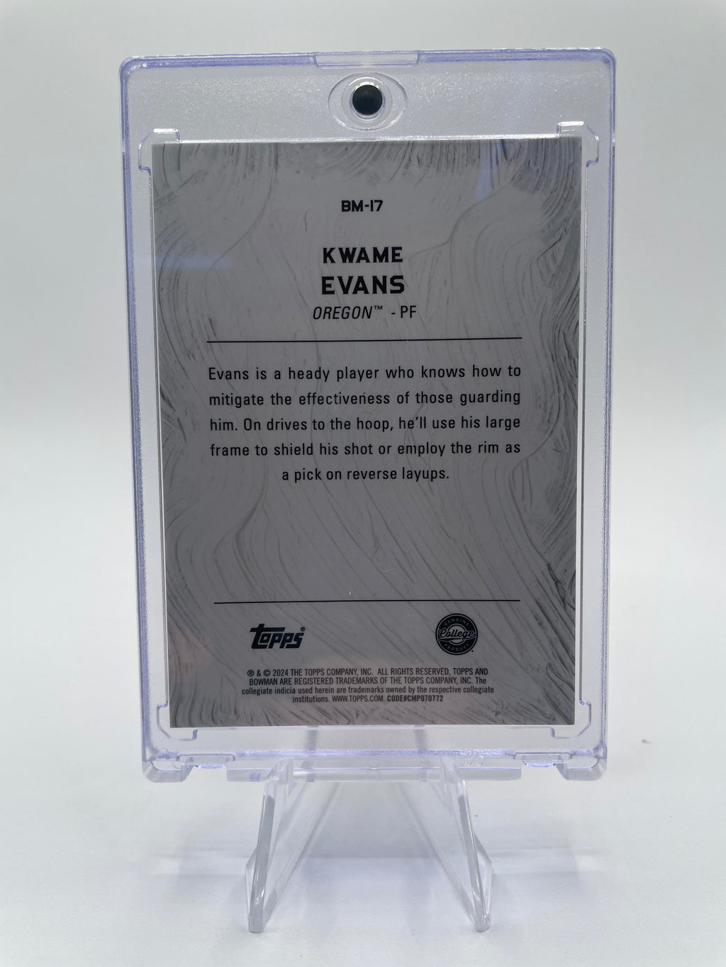 2023-24 Bowman University Best Kwame KJ Evans Masterpieces Gold Refractor /50