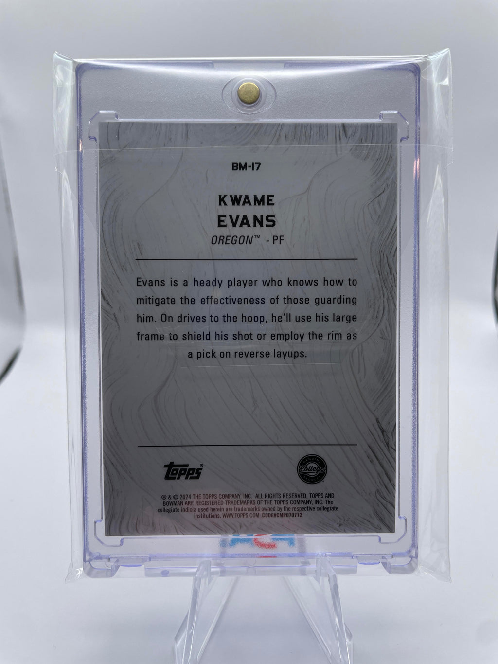 2023-24 Bowman University Best Kwame KJ Evans Masterpieces Orange Refractor /25