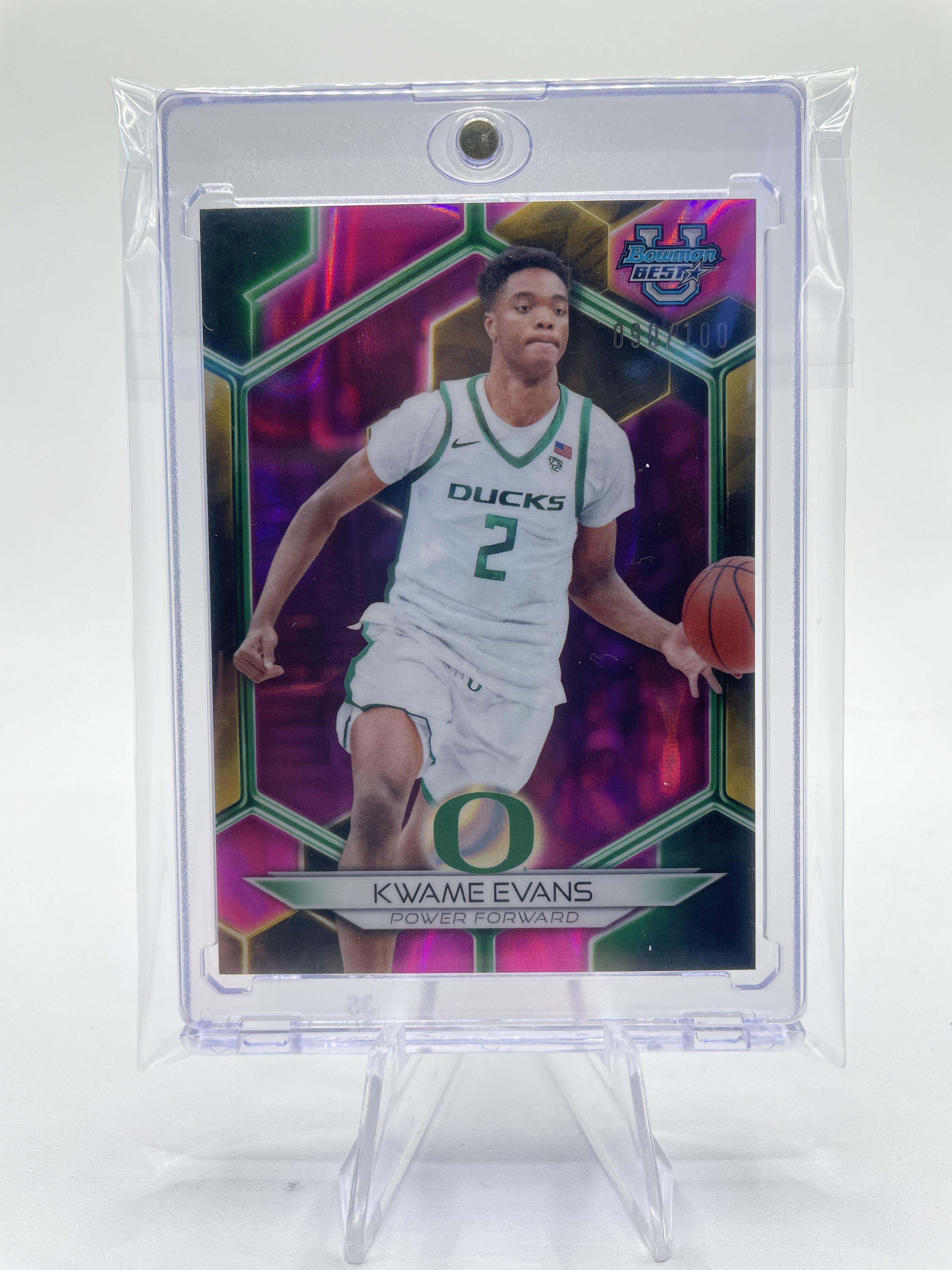 2023-24 Bowman University Best Kwame KJ Evans Pink Lava Refractor /100