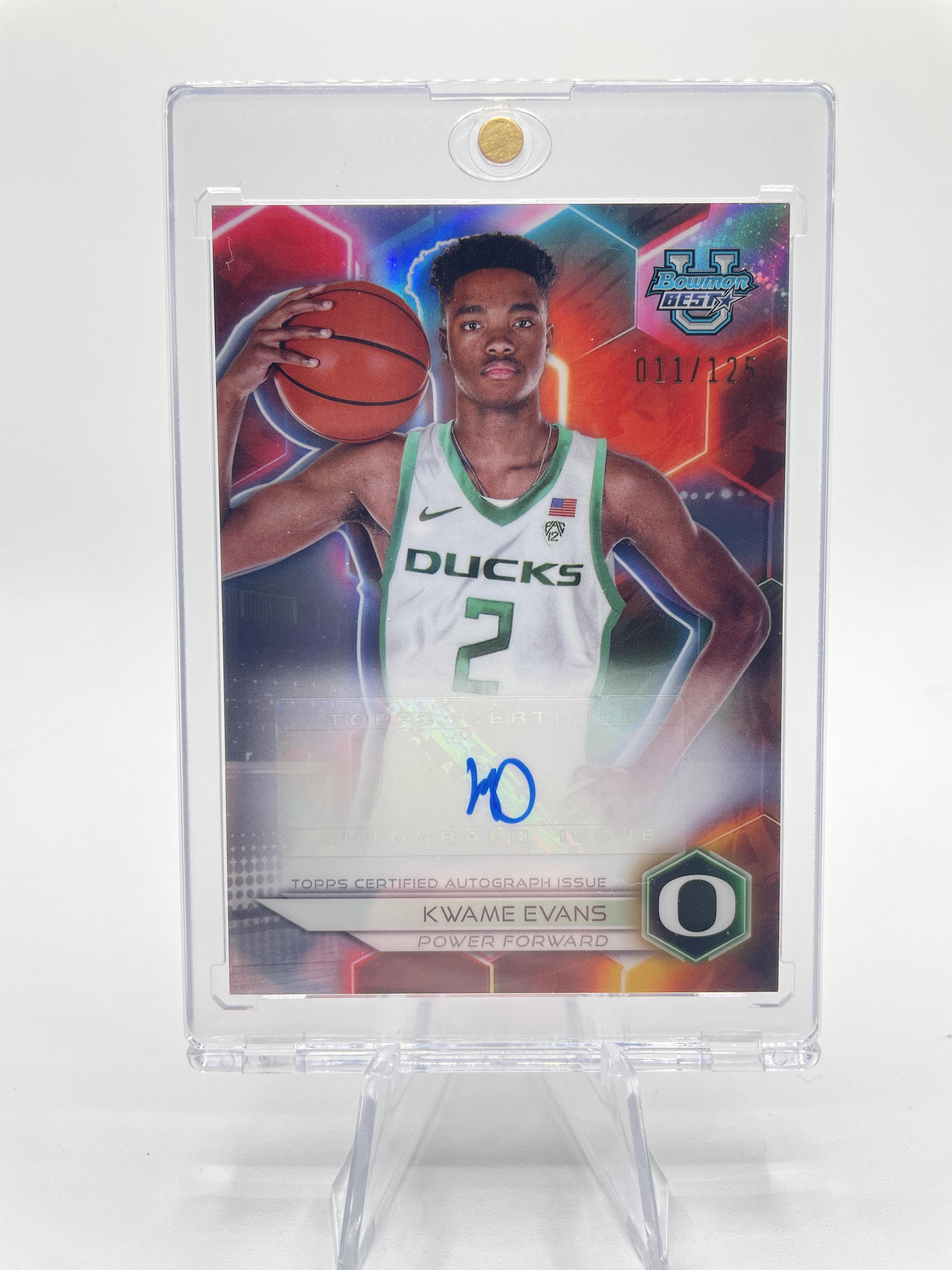 2023-24 Bowman University Best Kwame KJ Evans Prospect Refractor Auto /125