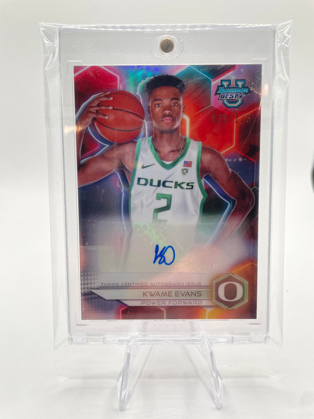 2023-24 Bowman University Best Kwame KJ Evans Prospect Refractor Auto /125