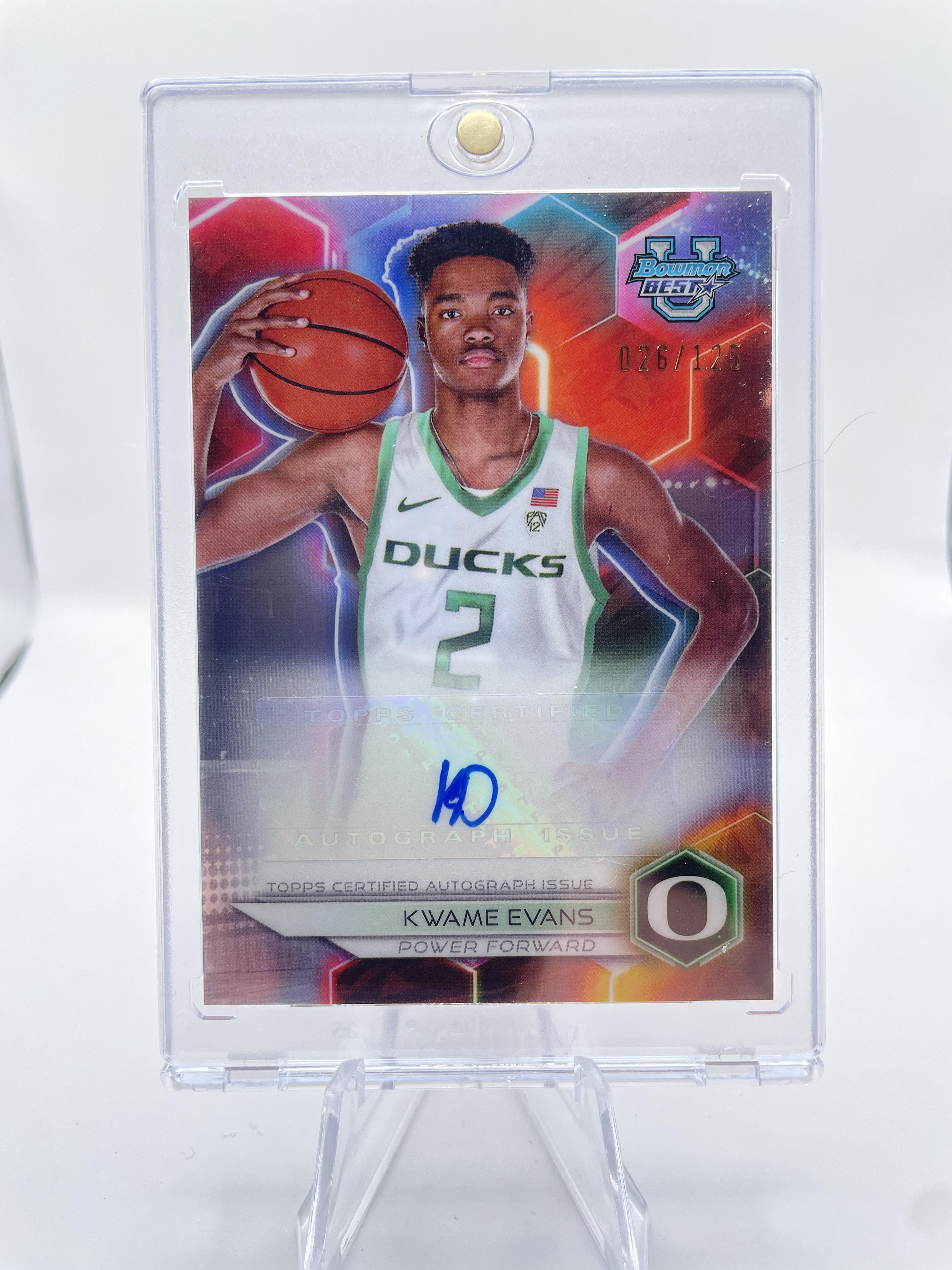 2023-24 Bowman University Best Kwame KJ Evans Prospect Refractor Auto /125