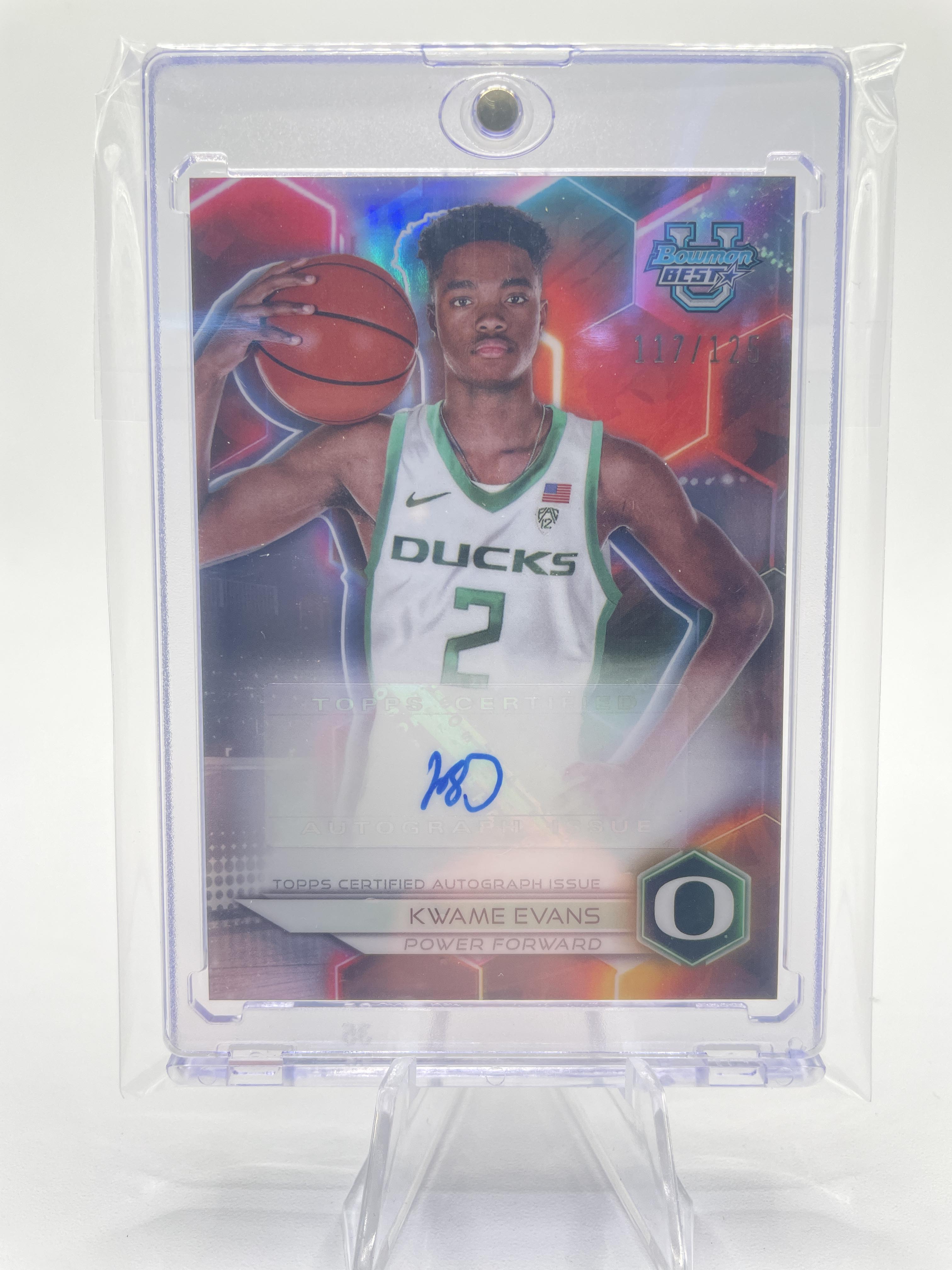 2023-24 Bowman University Best Kwame KJ Evans Prospect Refractor Auto /125