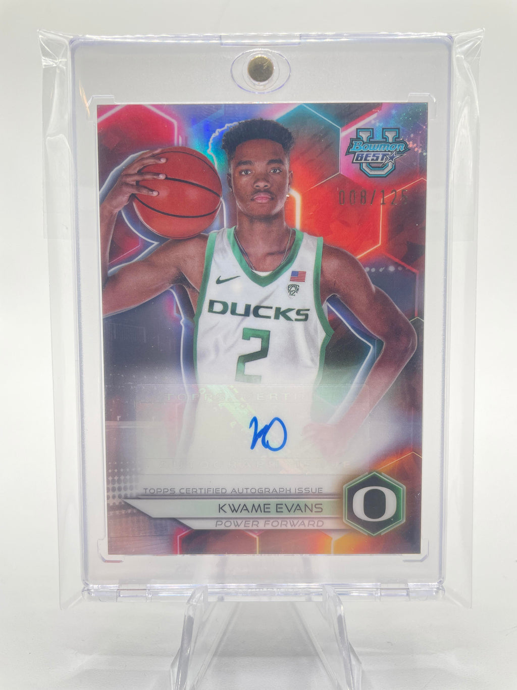 2023-24 Bowman University Best Kwame KJ Evans Prospect Refractor Auto /125