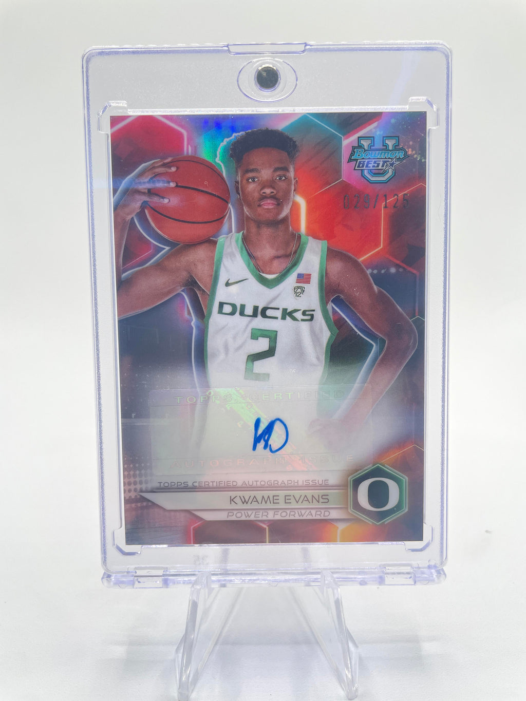2023-24 Bowman University Best Kwame KJ Evans Prospect Refractor Auto /125