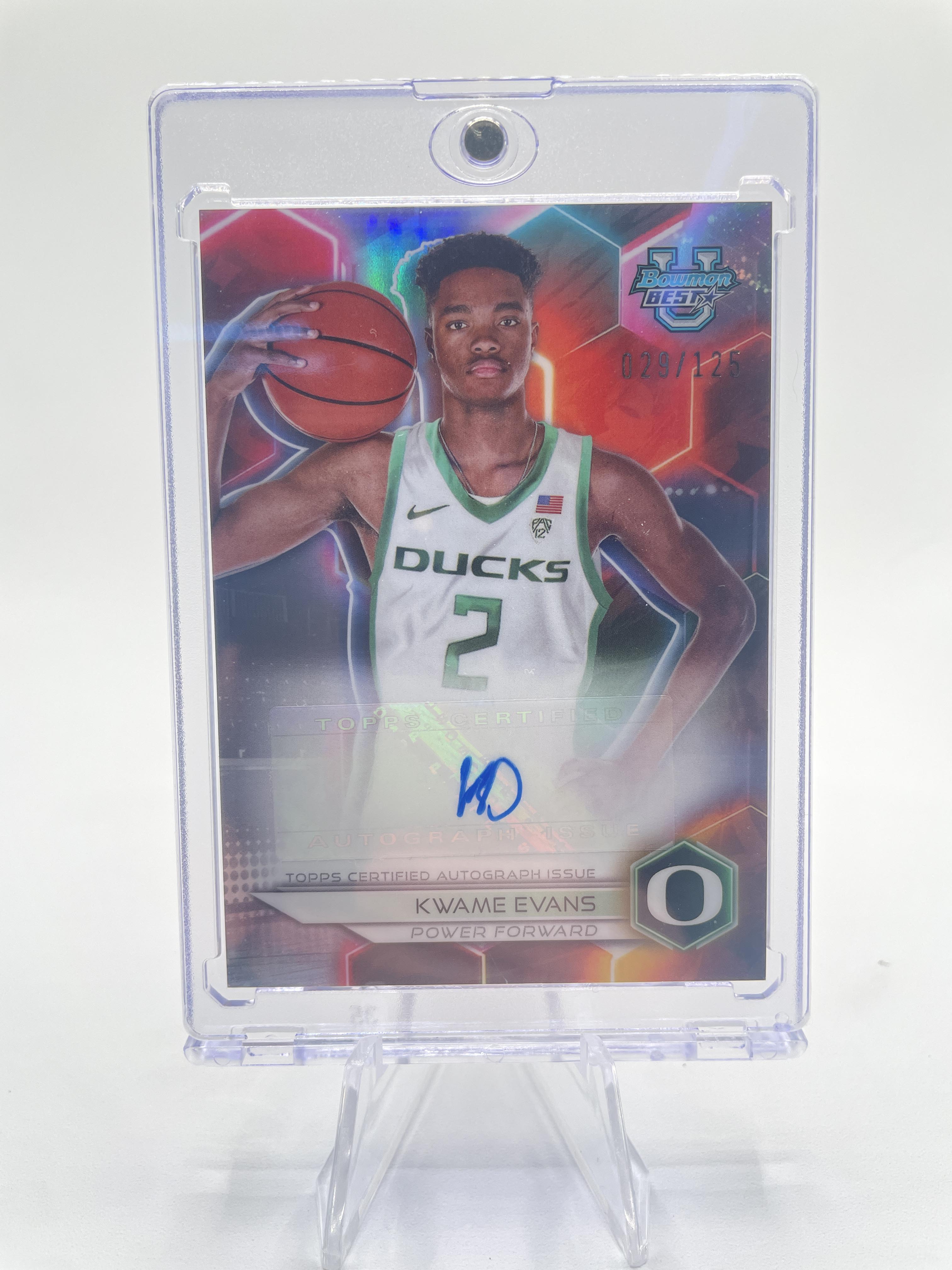 2023-24 Bowman University Best Kwame KJ Evans Prospect Refractor Auto /125