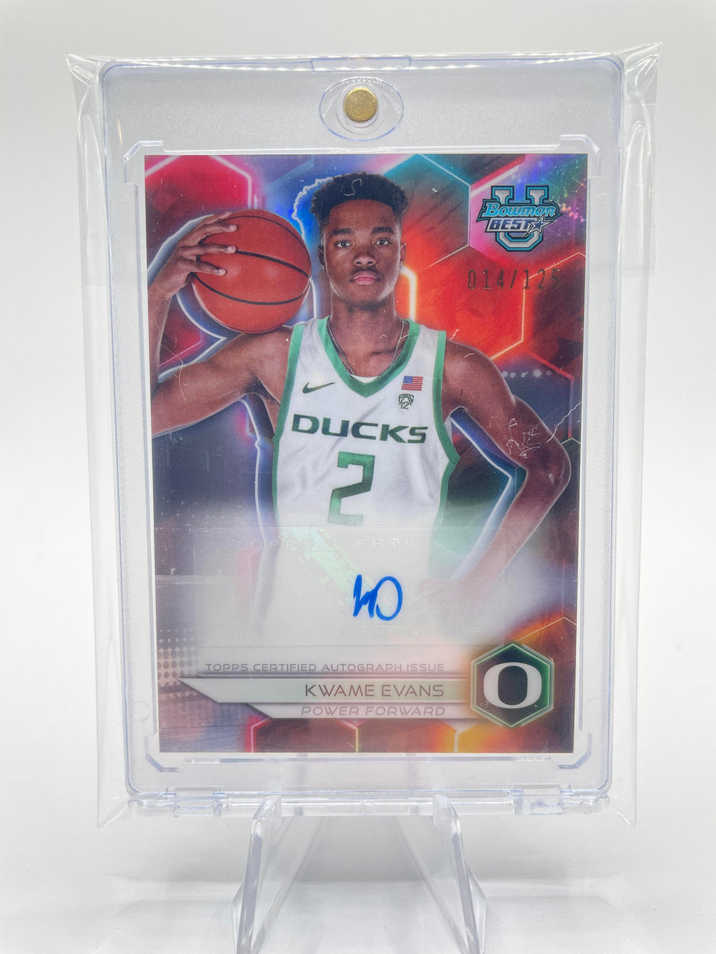 2023-24 Bowman University Best Kwame KJ Evans Prospect Refractor Auto /125